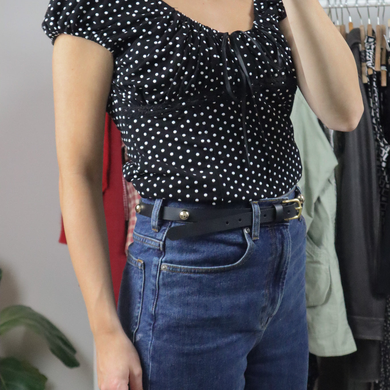 Vintage x Polkadot Milkmaid Blouse (L)