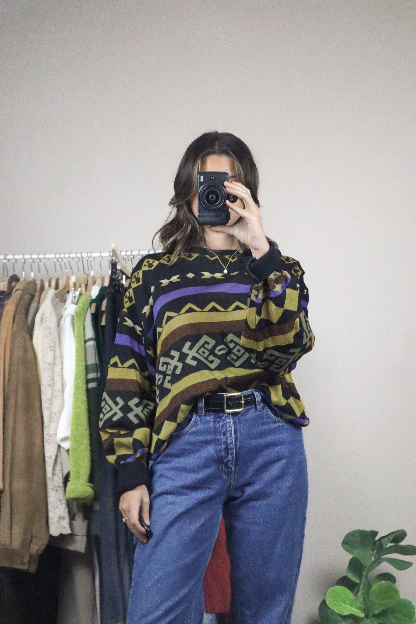 Vintage x Made in Italy x Patterned Knit (L/XL)