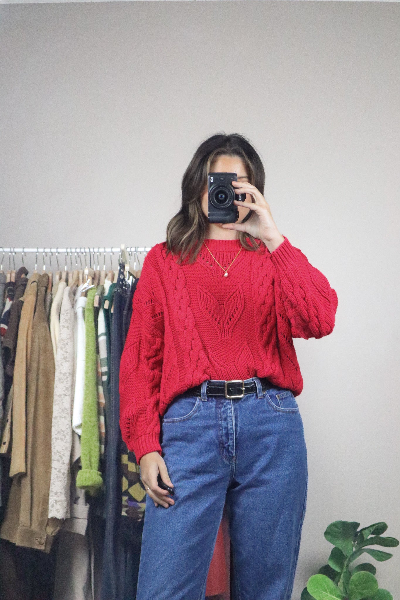 Vintage x Cable-Knit Sweater (S)