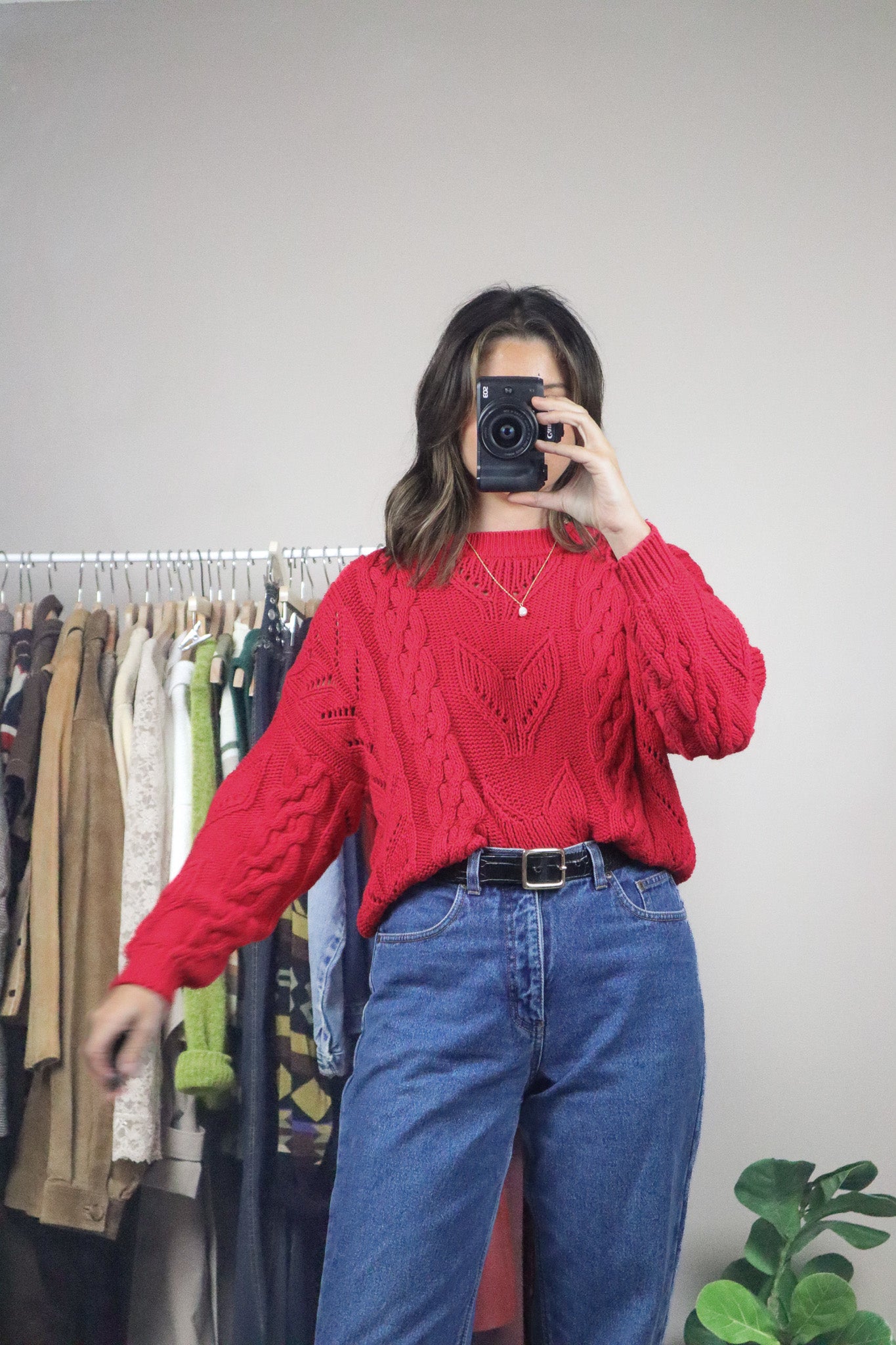 Vintage x Cable-Knit Sweater (S)