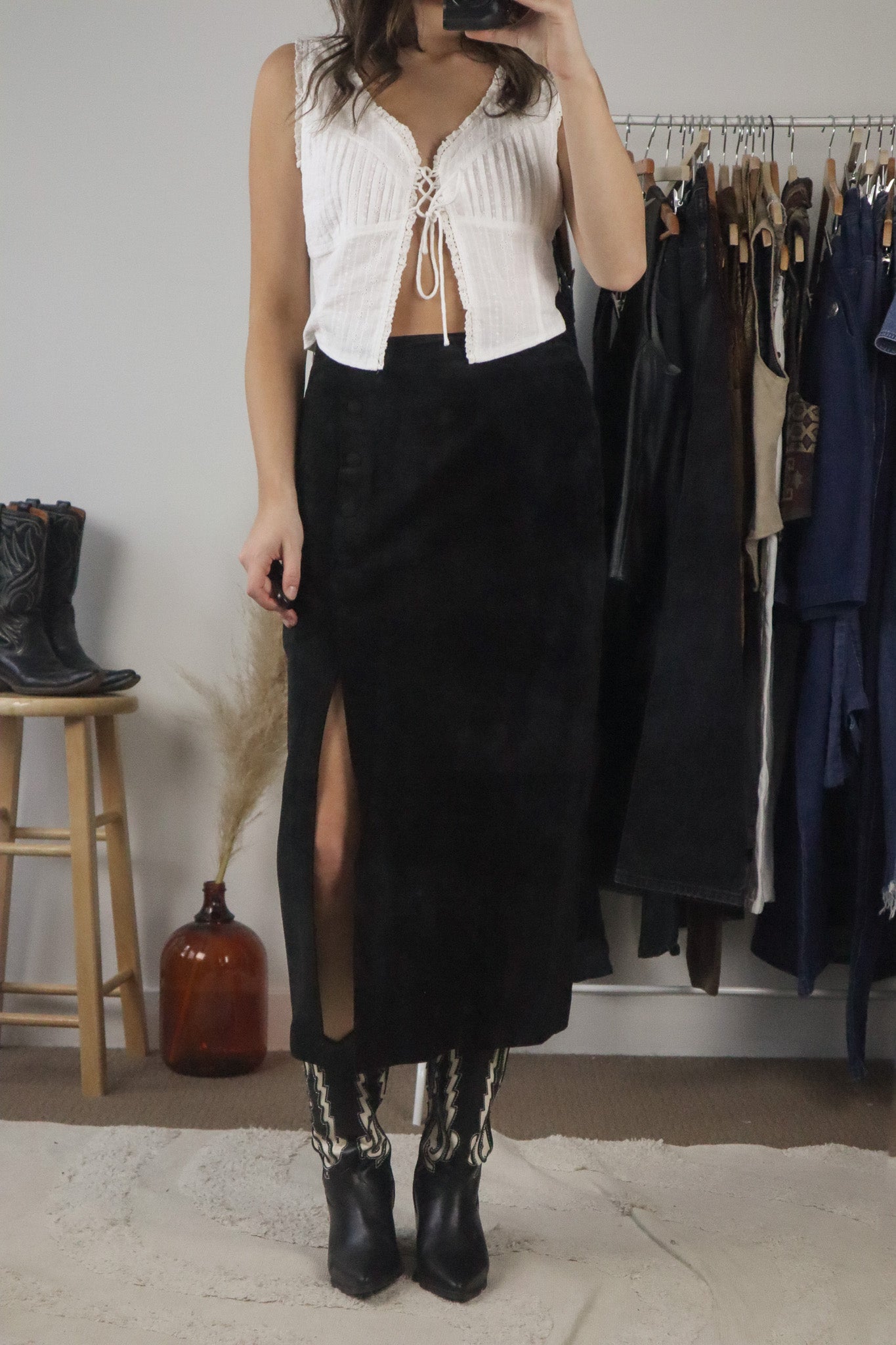 Vintage x Suede Maxi Skirt (6)
