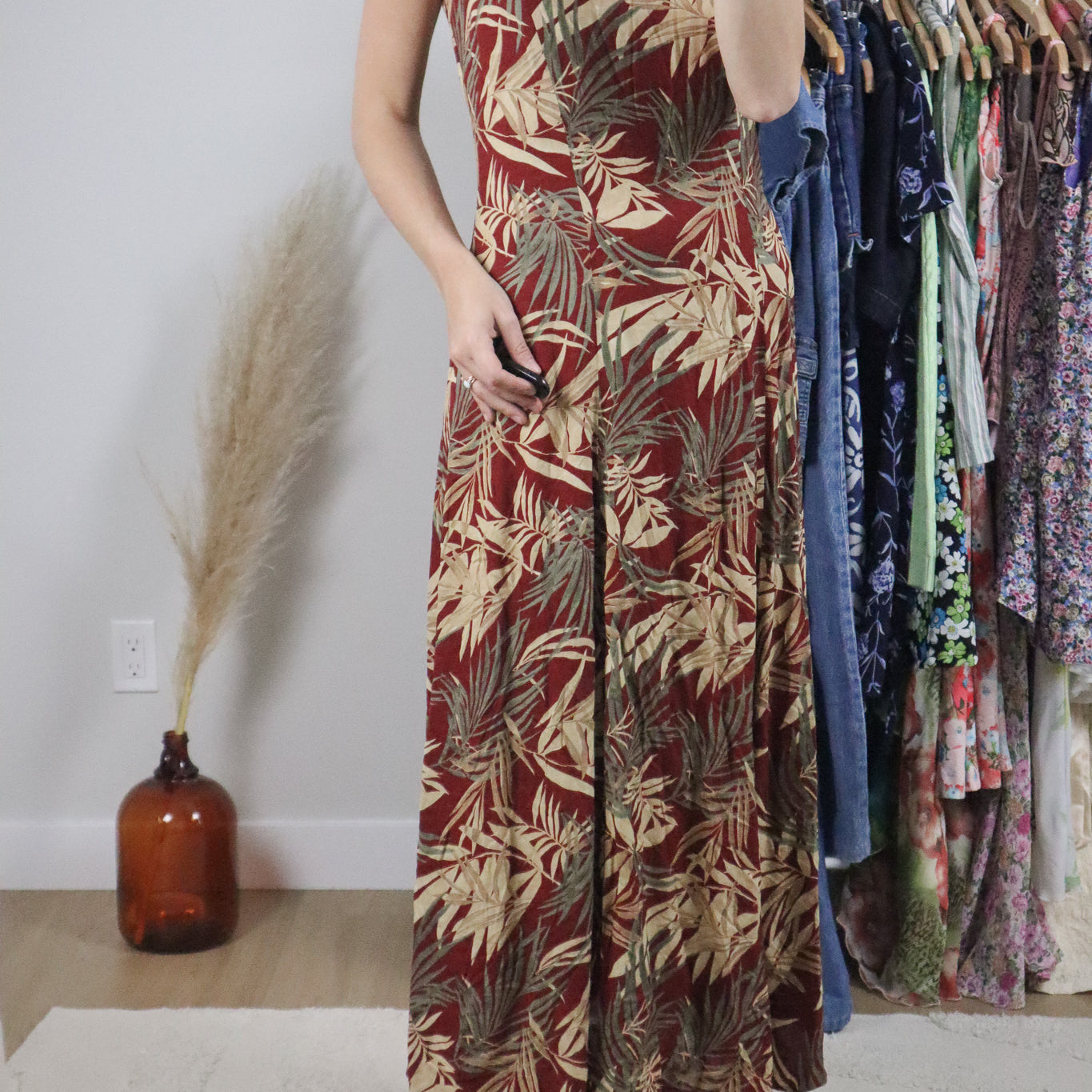 Vintage x Patterned Floral Maxi Dress (S)