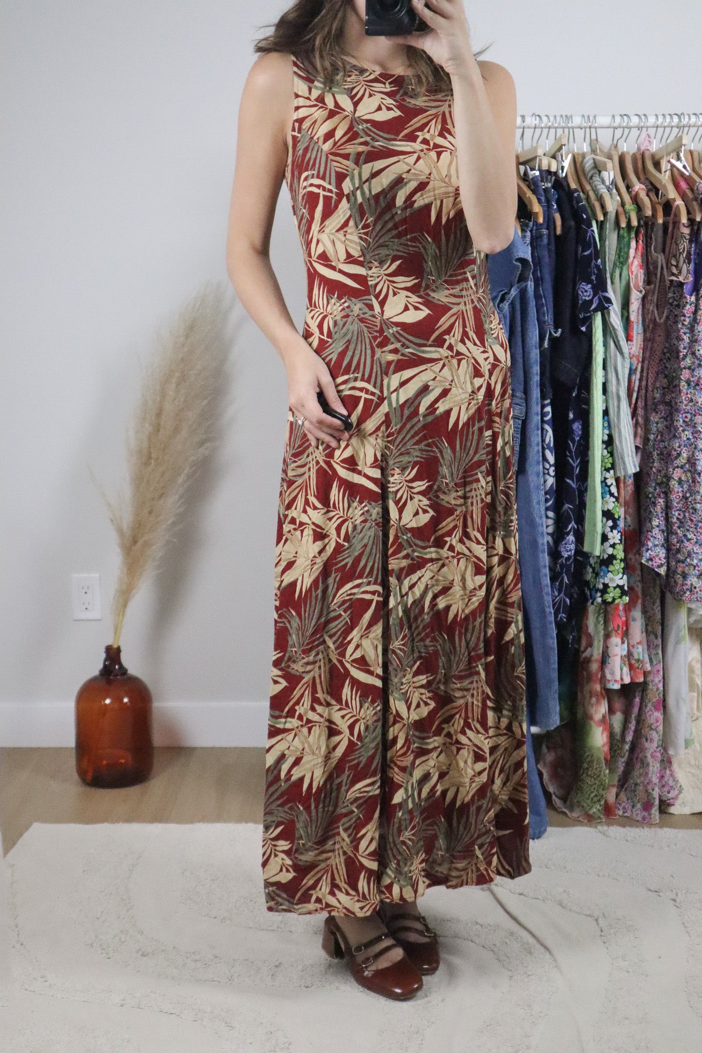 Vintage x Patterned Floral Maxi Dress (S)