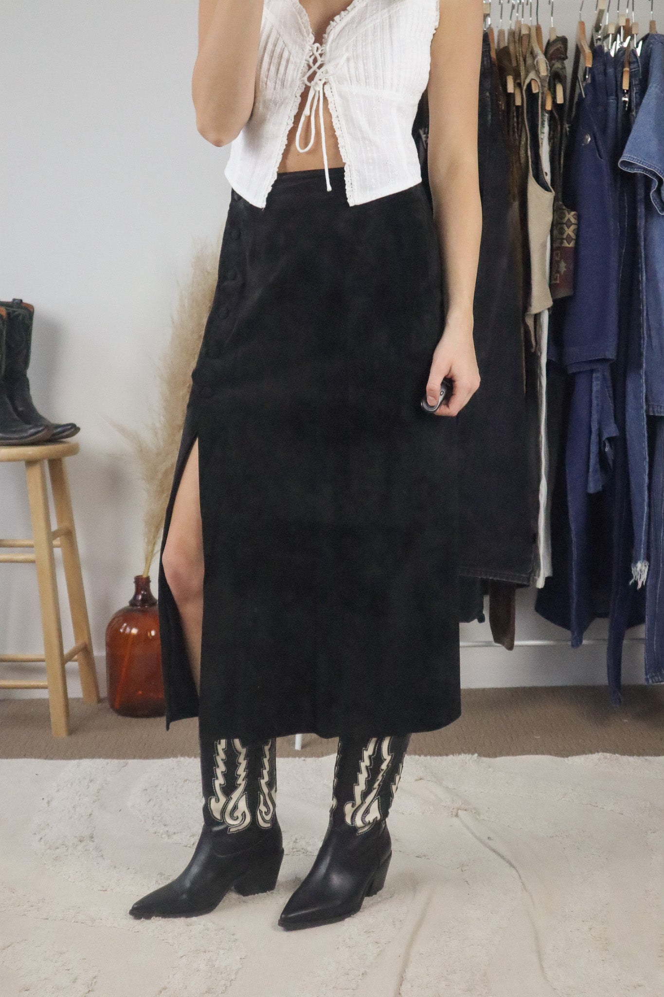 Vintage x Suede Maxi Skirt (6)