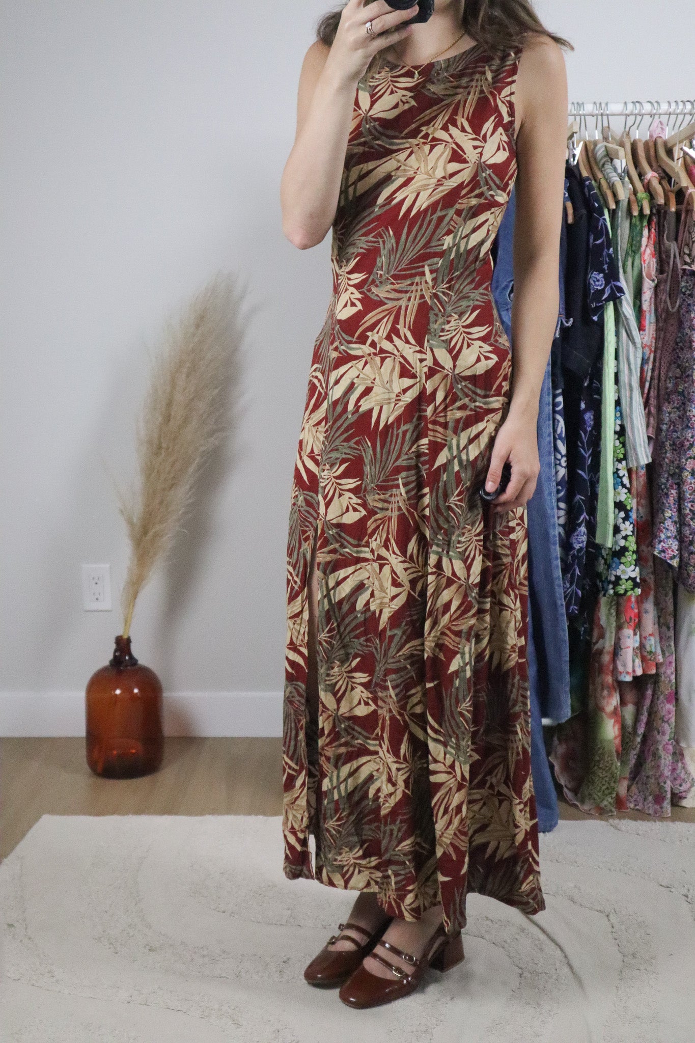 Vintage x Patterned Floral Maxi Dress (S)