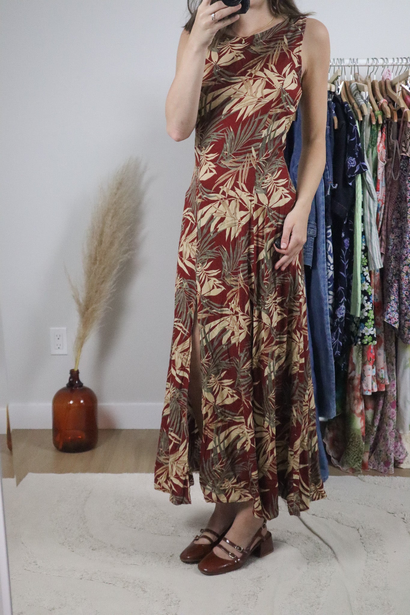 Vintage x Patterned Floral Maxi Dress (S)