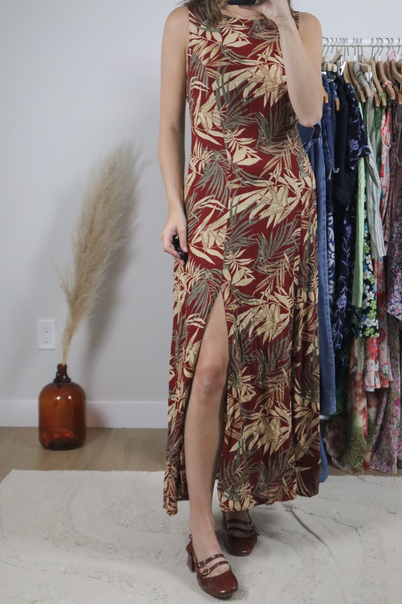 Vintage x Patterned Floral Maxi Dress (S)
