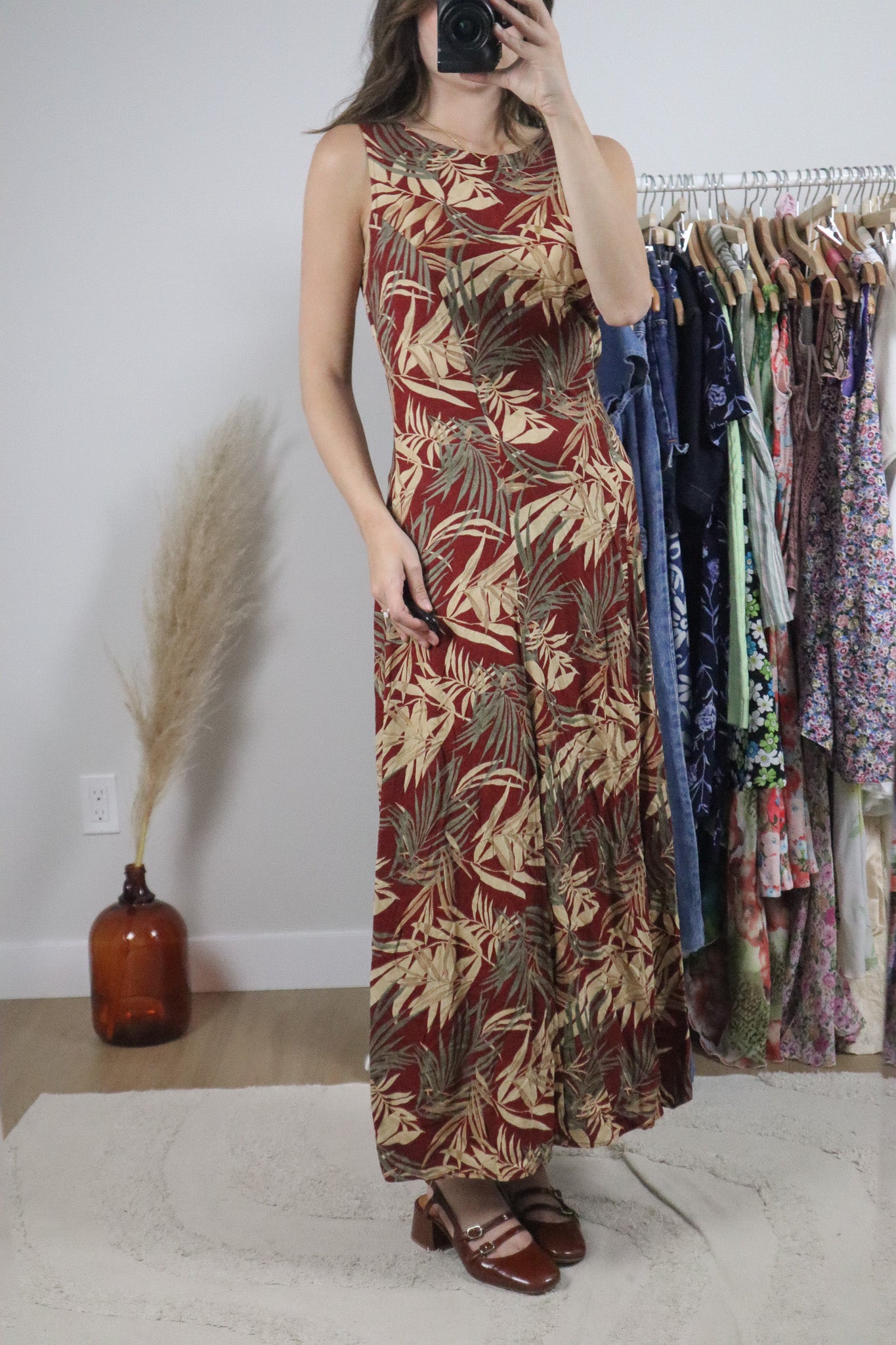 Vintage x Patterned Floral Maxi Dress (S)
