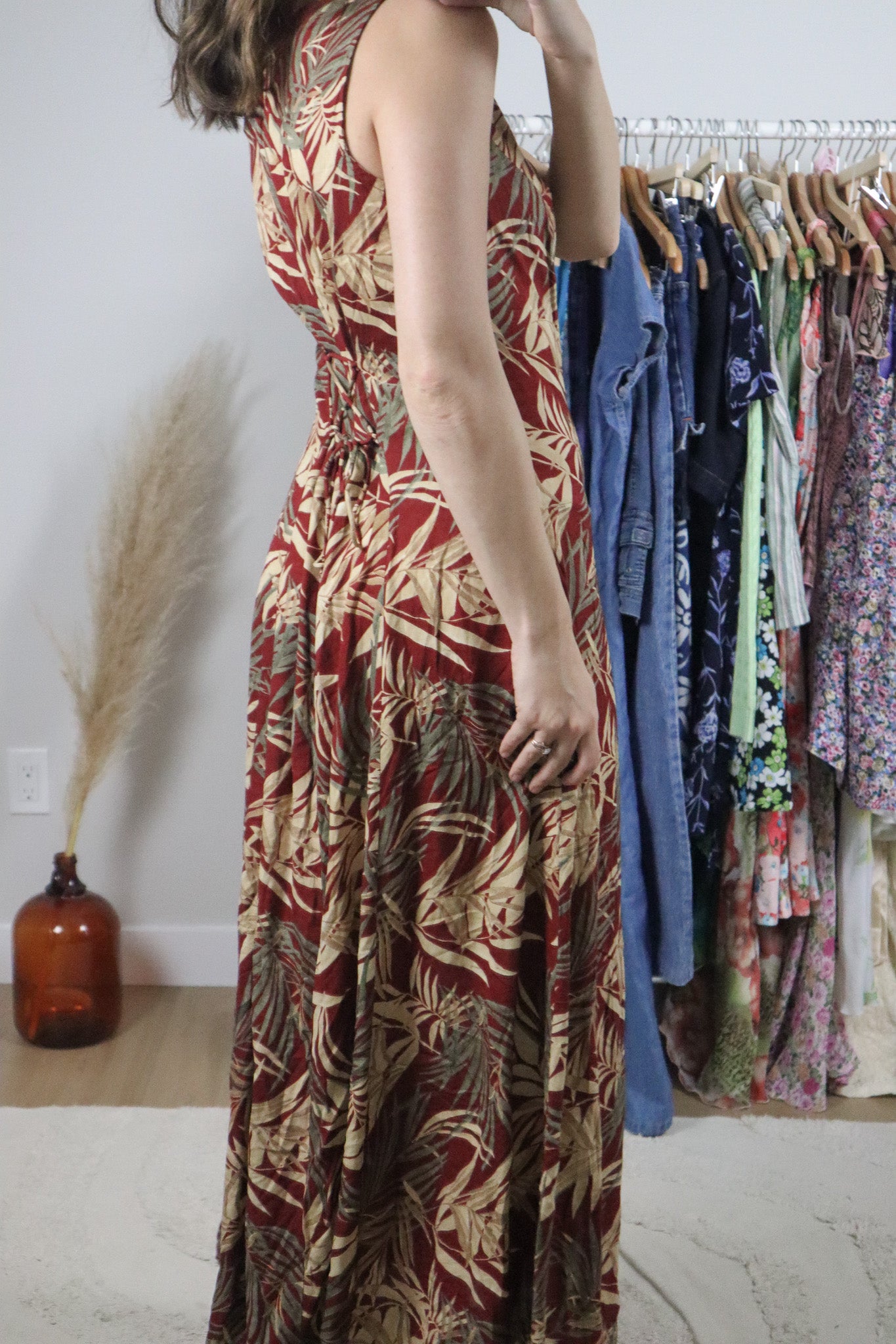 Vintage x Patterned Floral Maxi Dress (S)