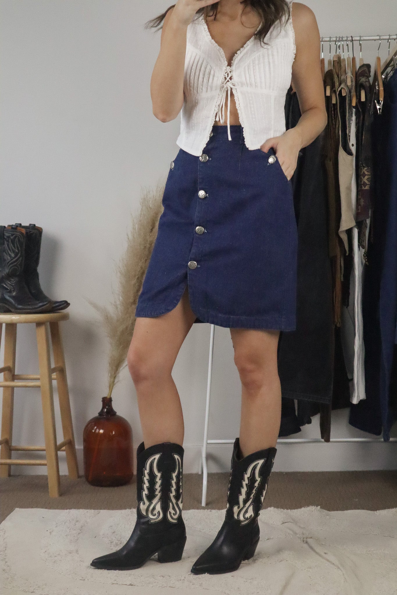 Made in USA x Vintage x Denim Skirt (XXS/XS)