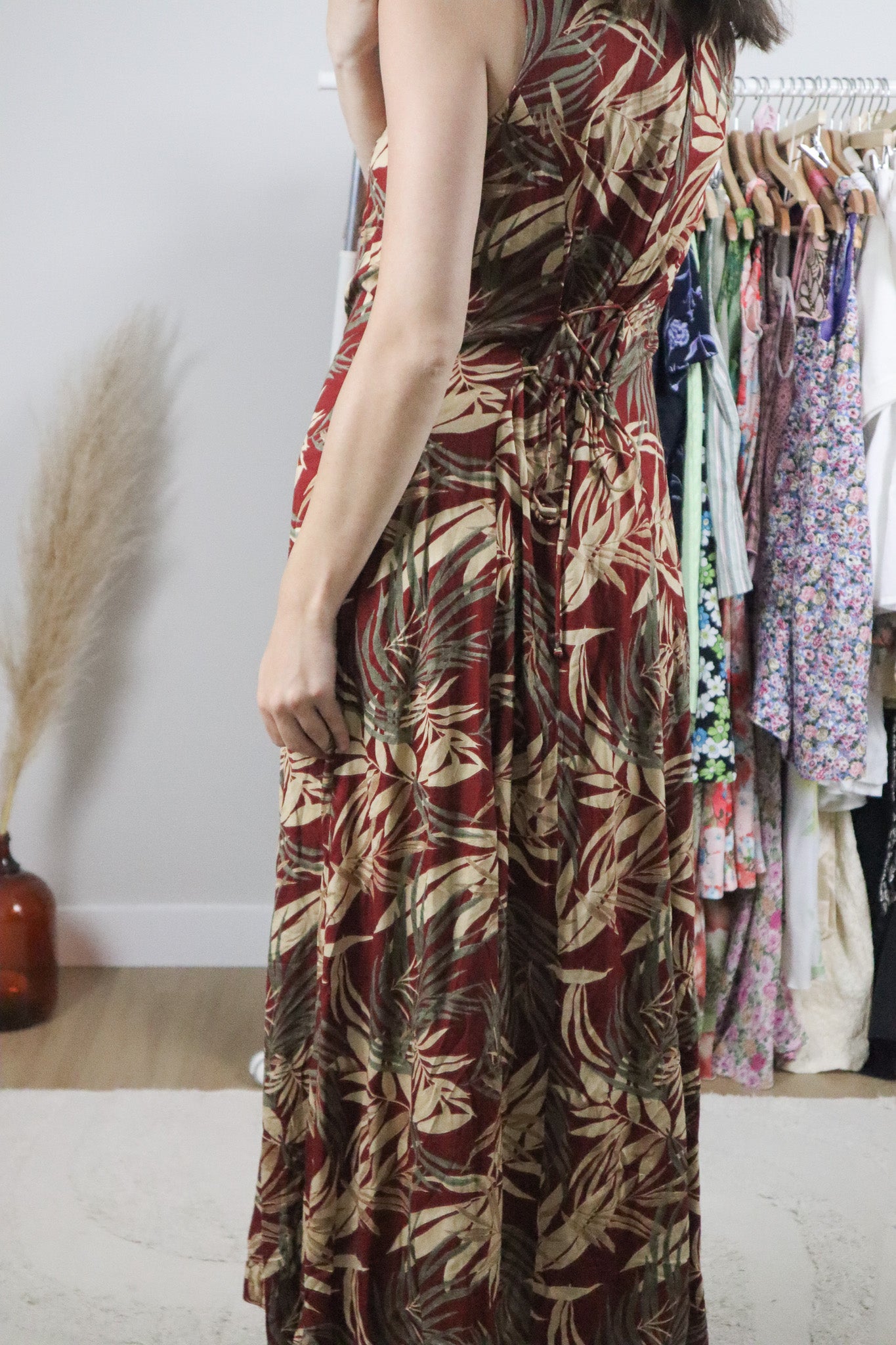 Vintage x Patterned Floral Maxi Dress (S)