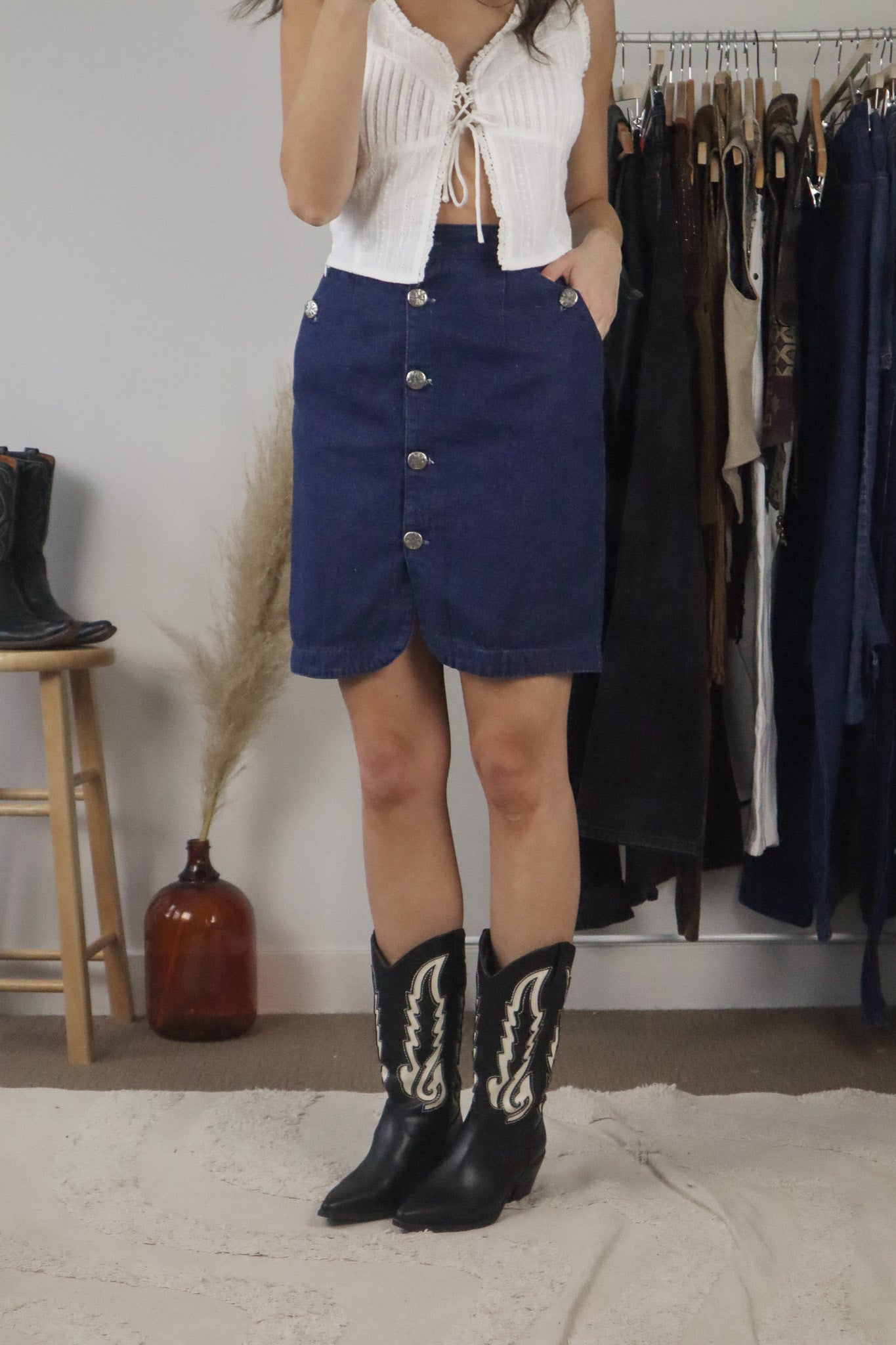 Made in USA x Vintage x Denim Skirt (XXS/XS)