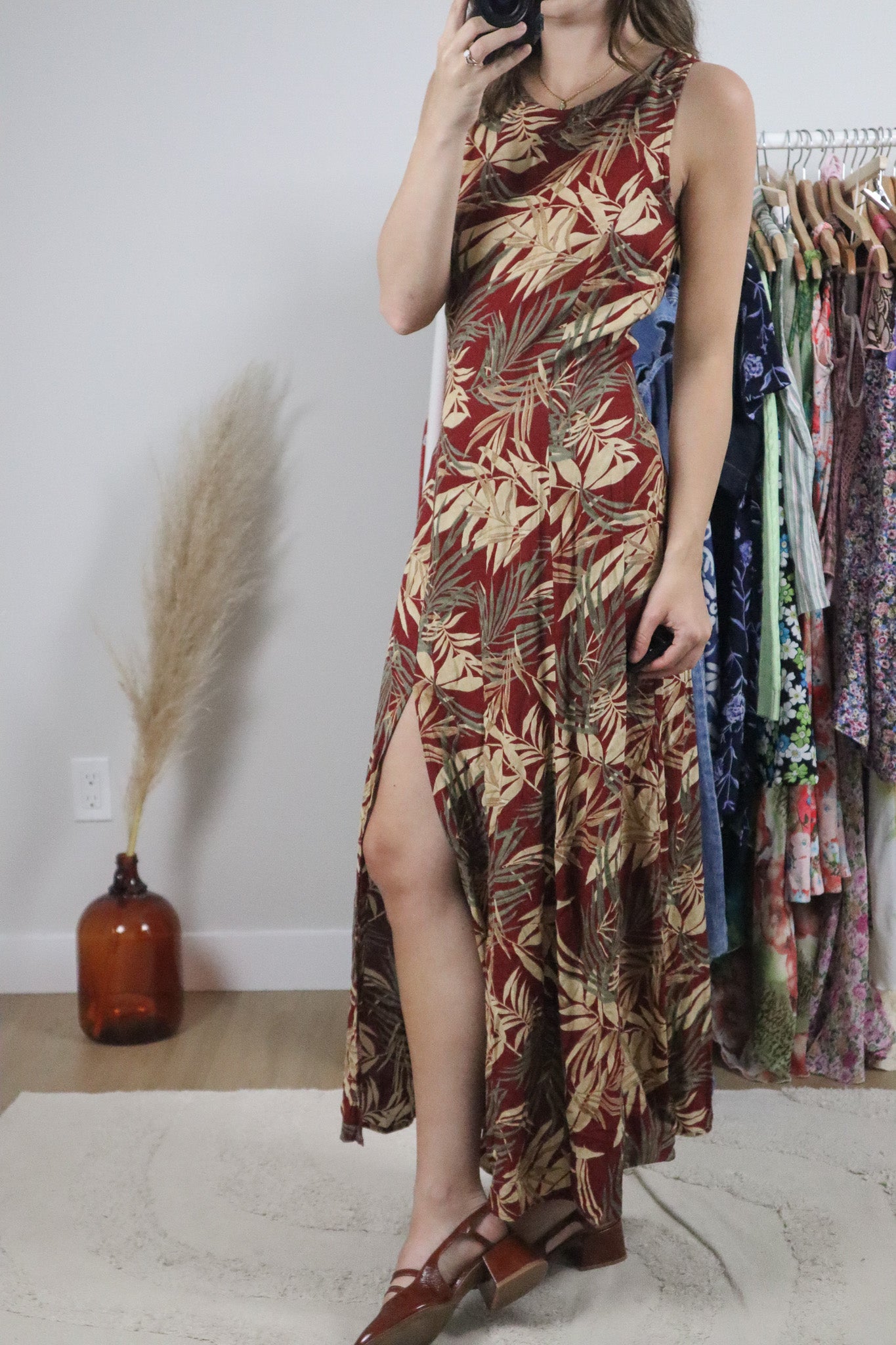 Vintage x Patterned Floral Maxi Dress (S)