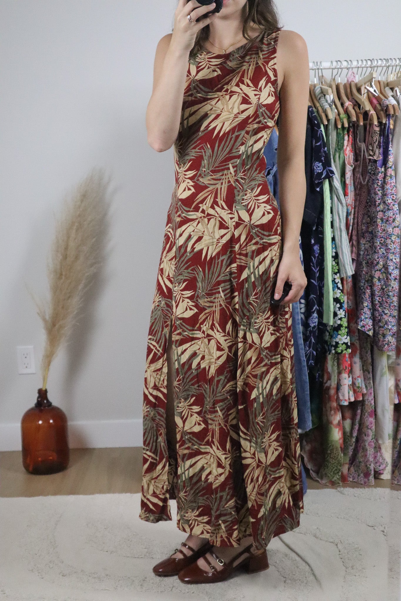 Vintage x Patterned Floral Maxi Dress (S)