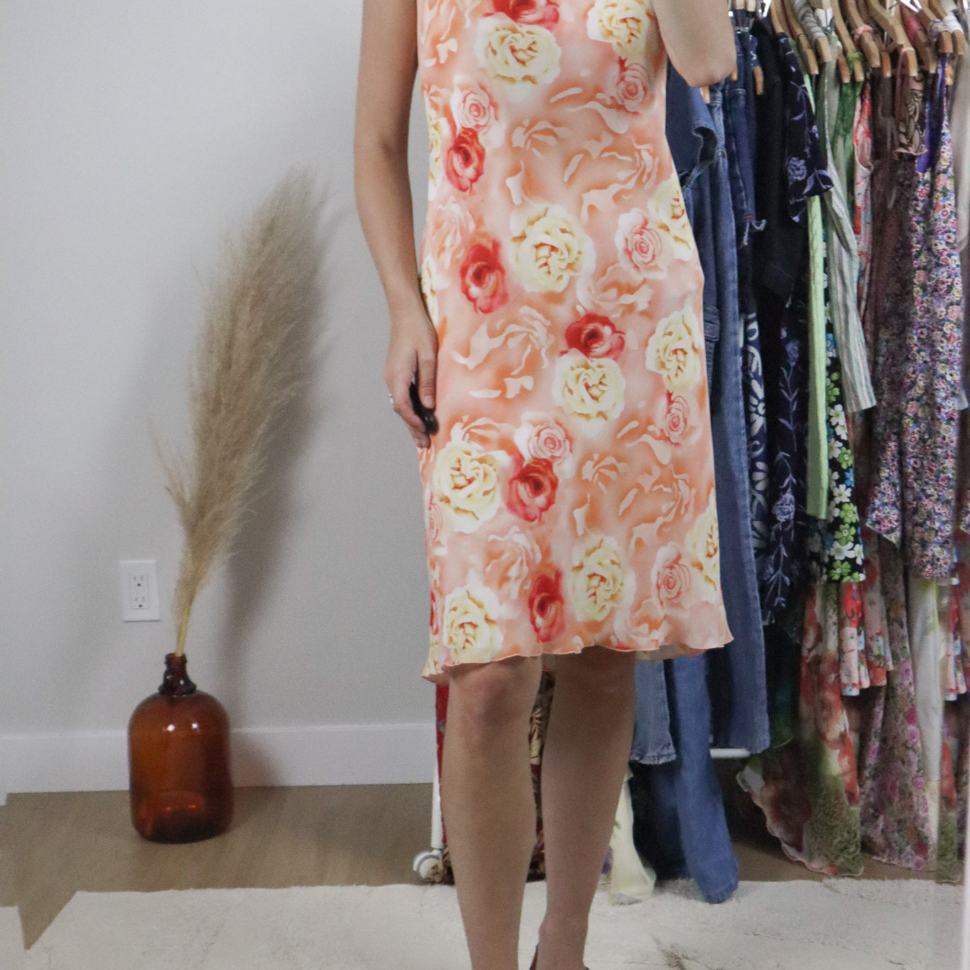 Vintage x Floral Midi Dress (L)