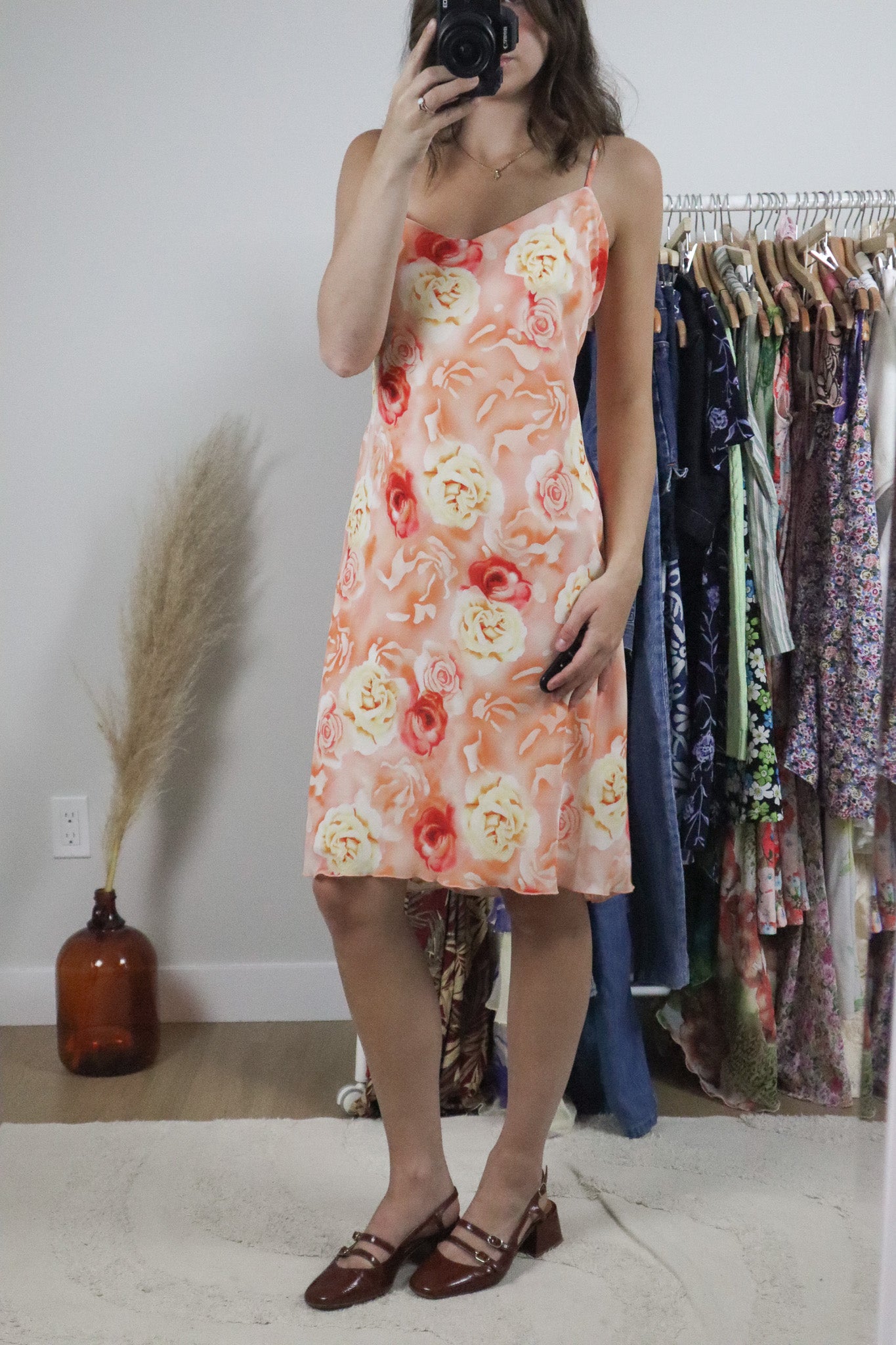 Vintage x Floral Midi Dress (L)