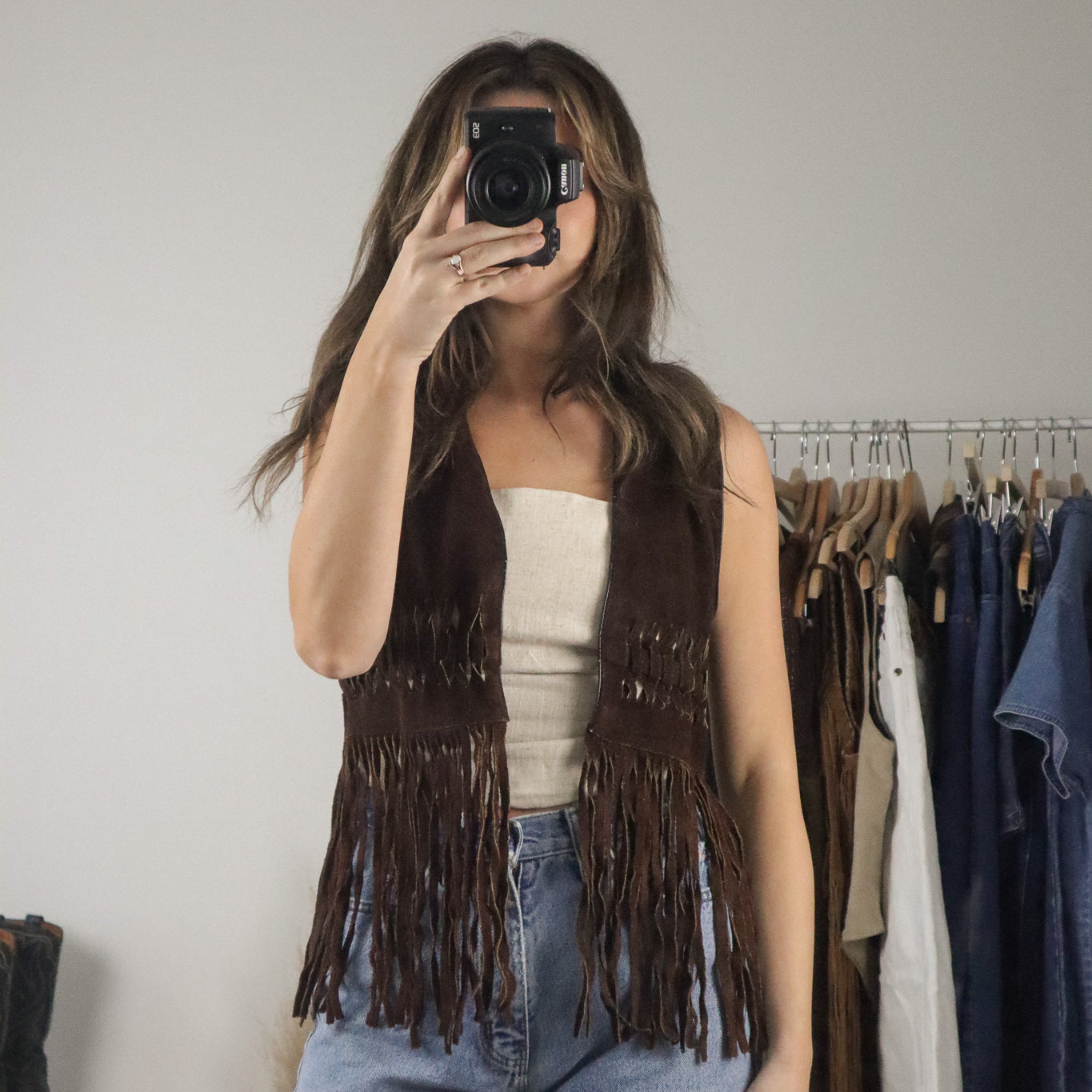 Vintage x Suede Fringe Vest (S)
