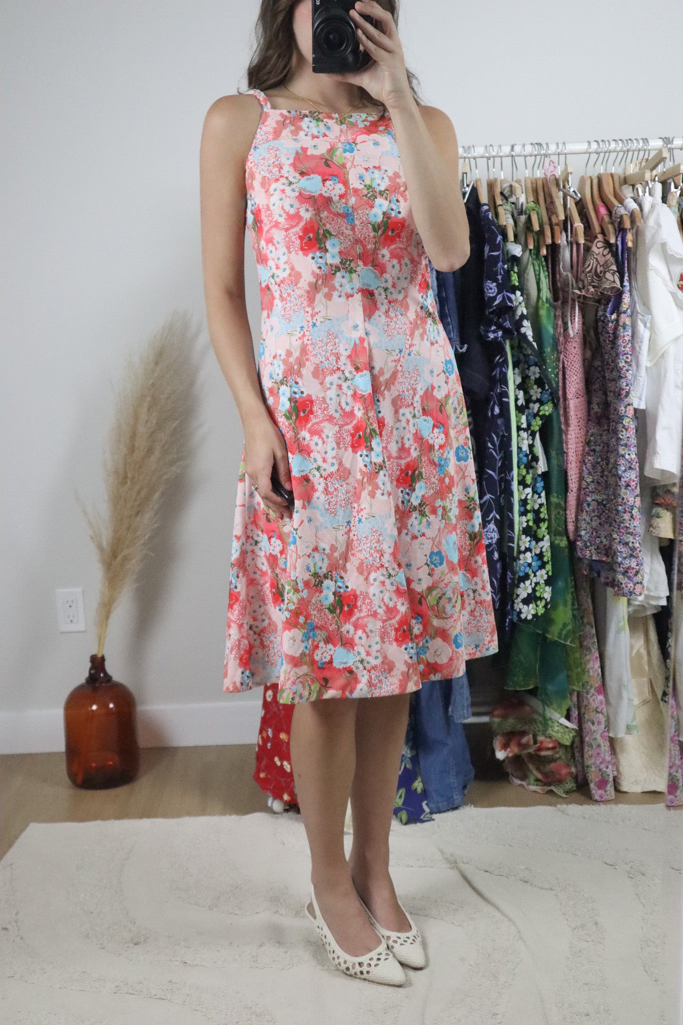 Made in Canada x Vintage x Floral High Neck Midi Dress (S)