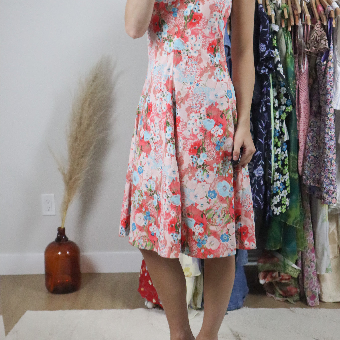 Made in Canada x Vintage x Floral High Neck Midi Dress (S)