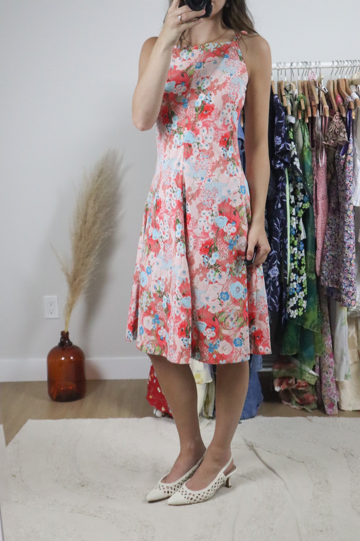 Made in Canada x Vintage x Floral High Neck Midi Dress (S)