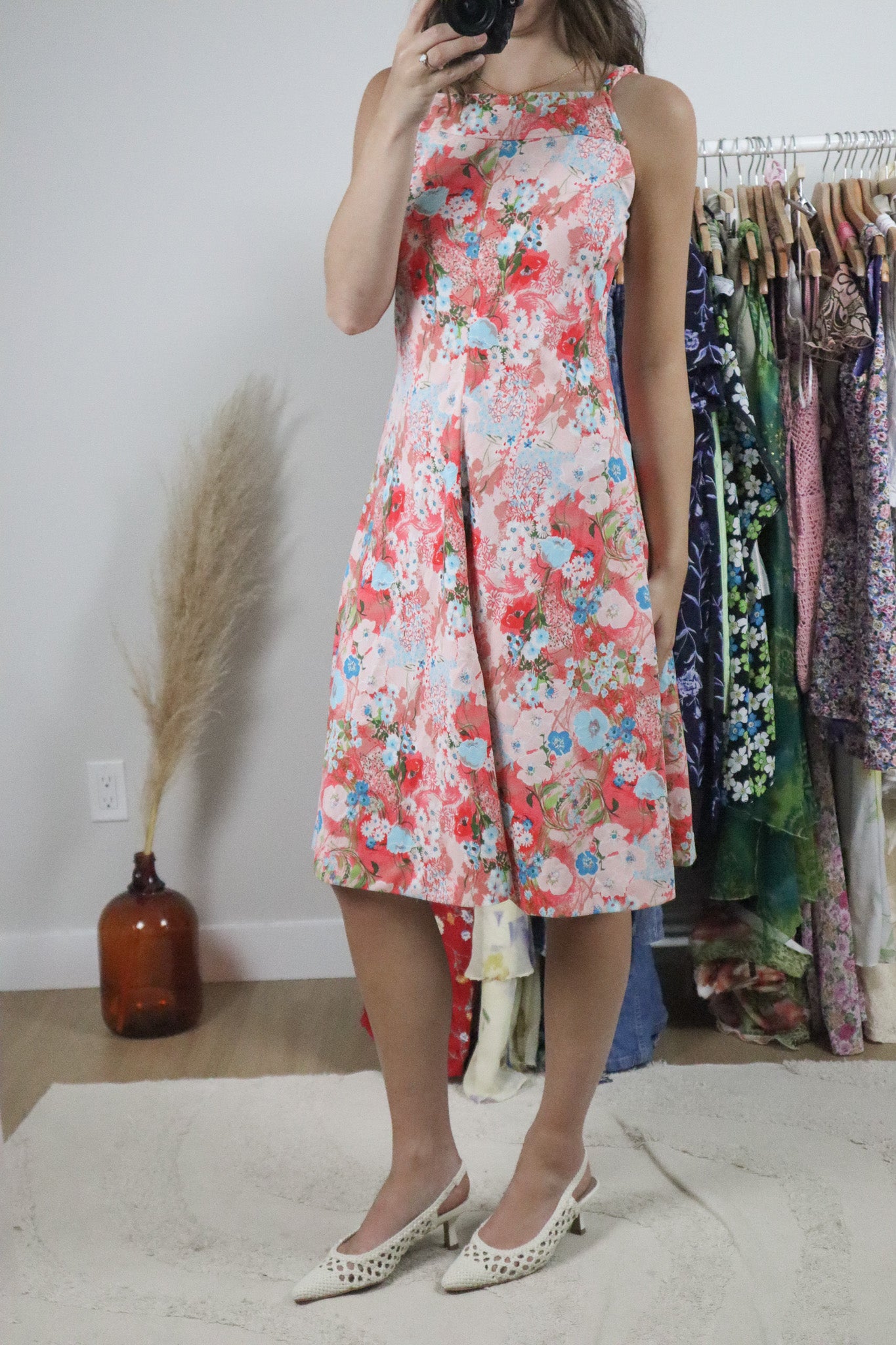 Made in Canada x Vintage x Floral High Neck Midi Dress (S)