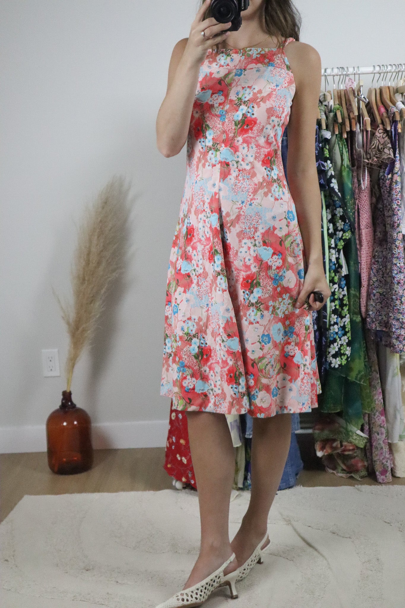 Made in Canada x Vintage x Floral High Neck Midi Dress (S)