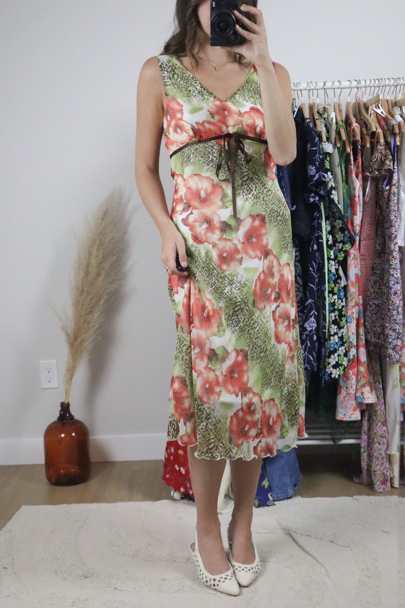Vintage x Patterned Midi Dress (L)