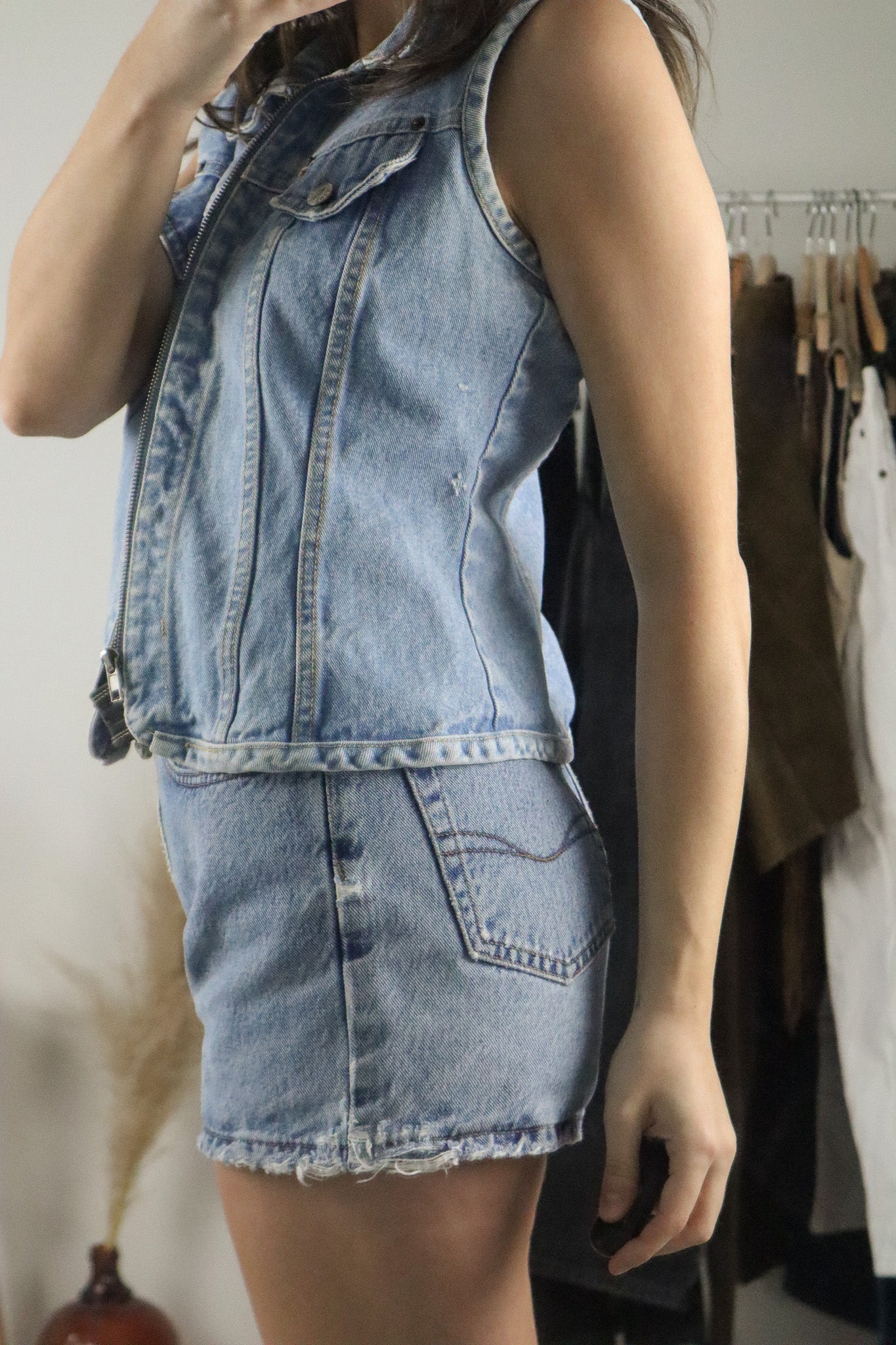 Made in USA x Vintage x Denim Zip Up Vest (S)