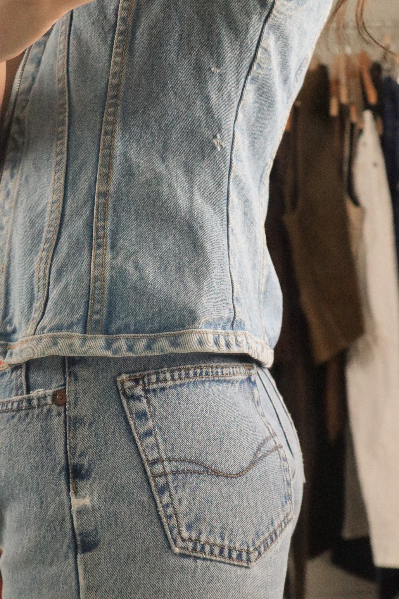 Made in USA x Vintage x Denim Zip Up Vest (S)
