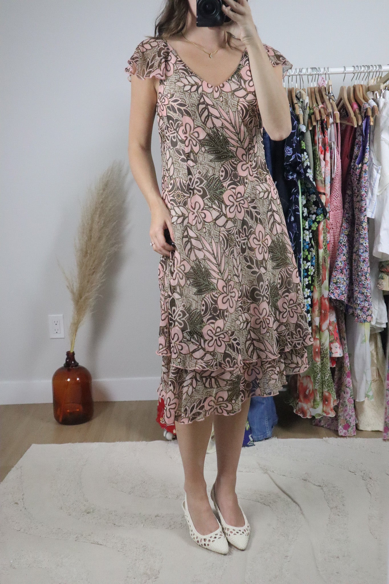 Vintage x Floral Shimmer Midi Dress (6)
