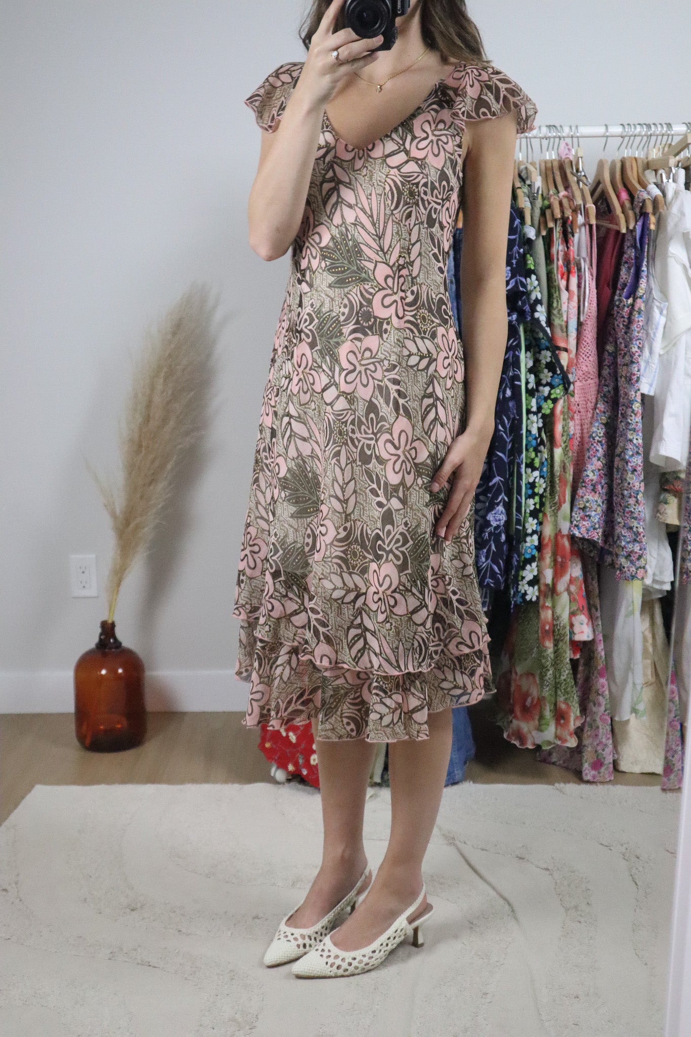 Vintage x Floral Shimmer Midi Dress (6)