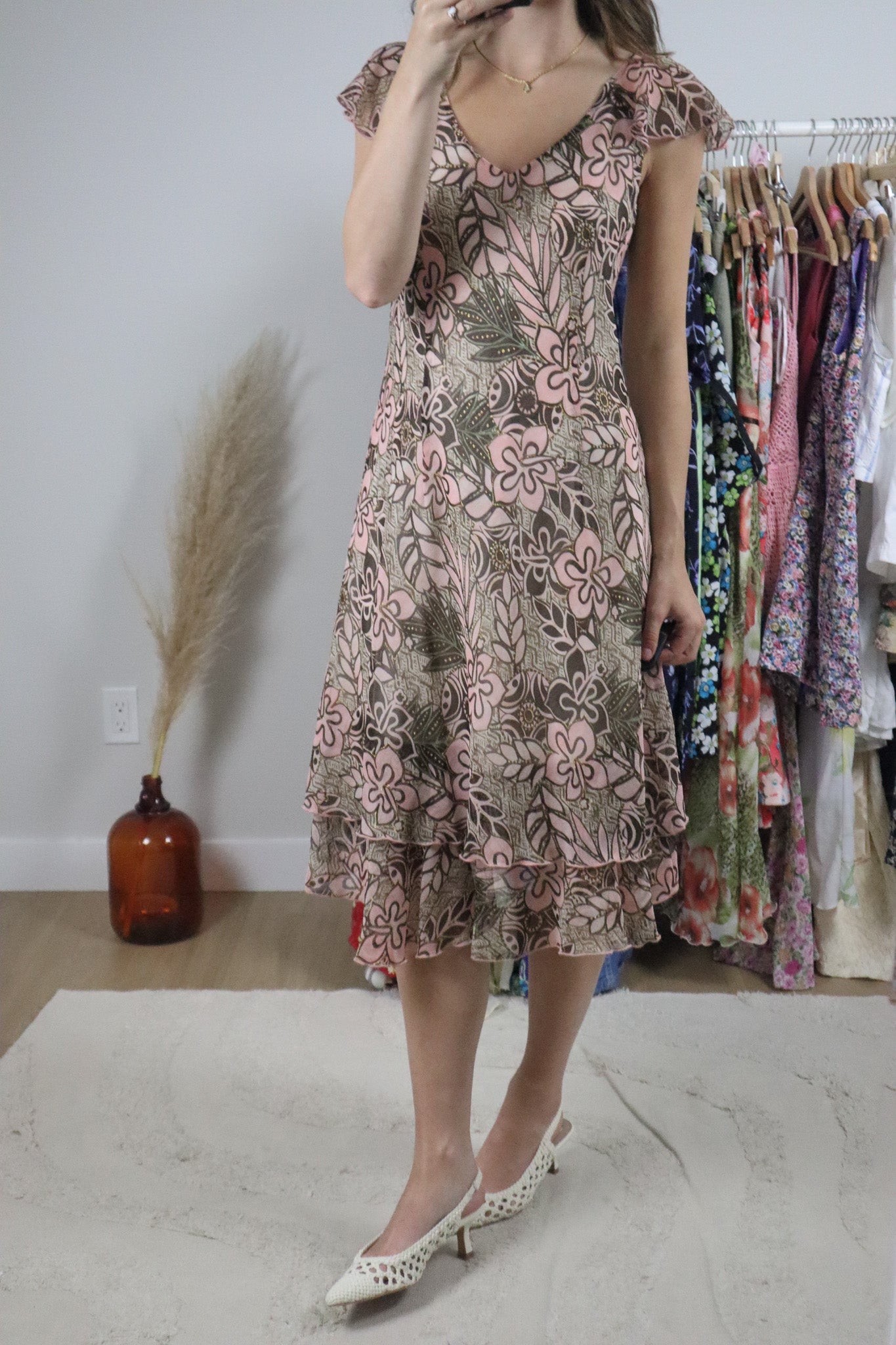 Vintage x Floral Shimmer Midi Dress (6)