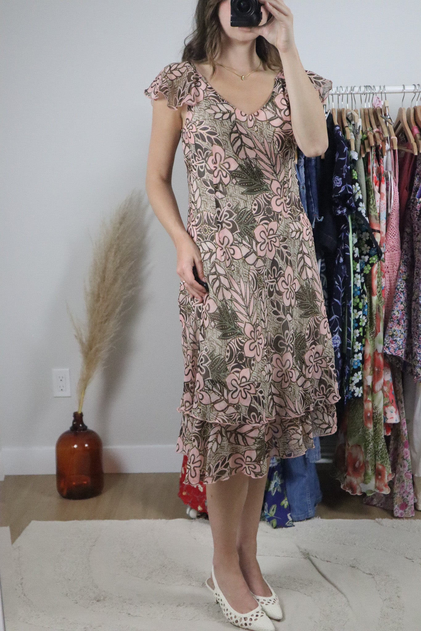 Vintage x Floral Shimmer Midi Dress (6)