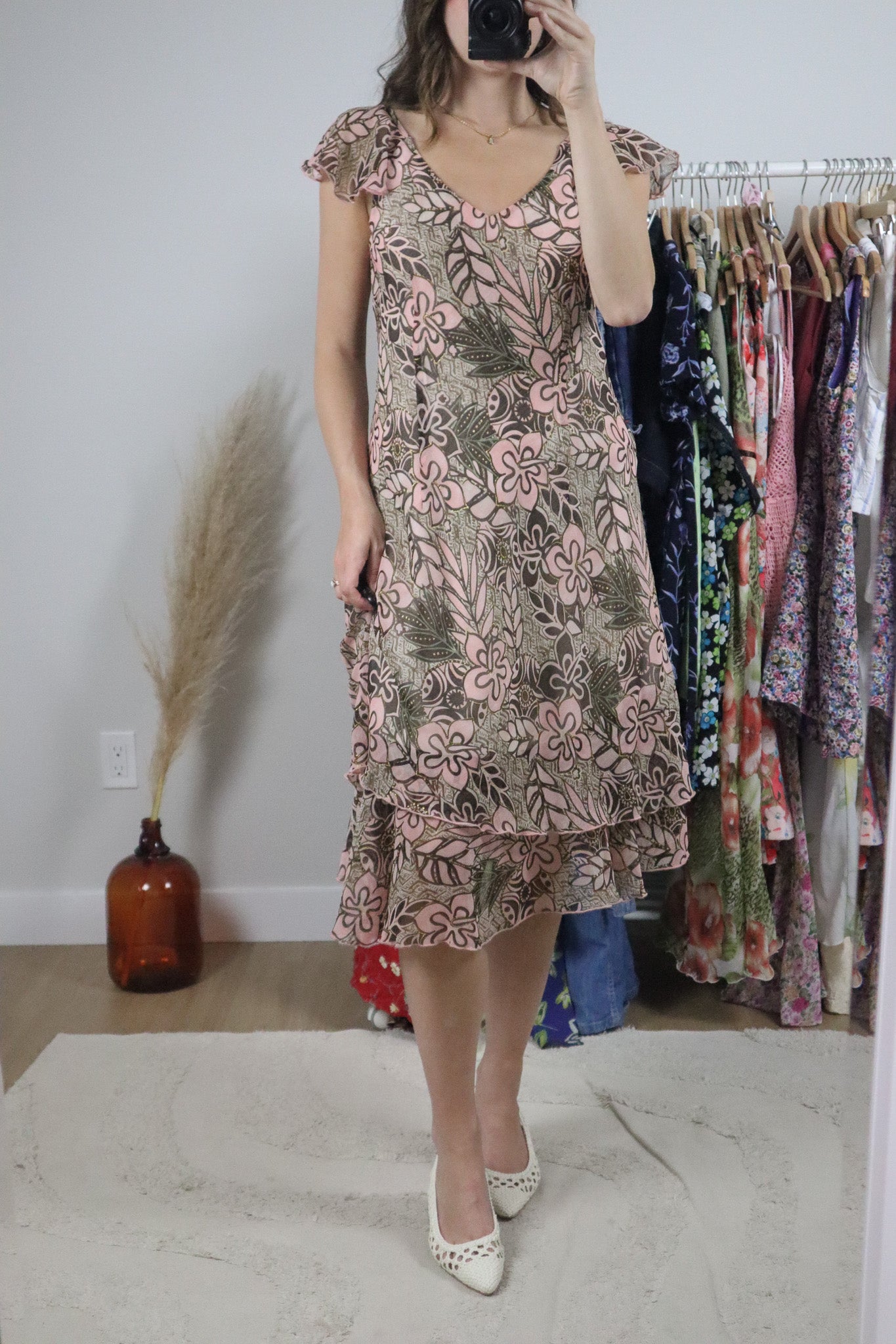 Vintage x Floral Shimmer Midi Dress (6)