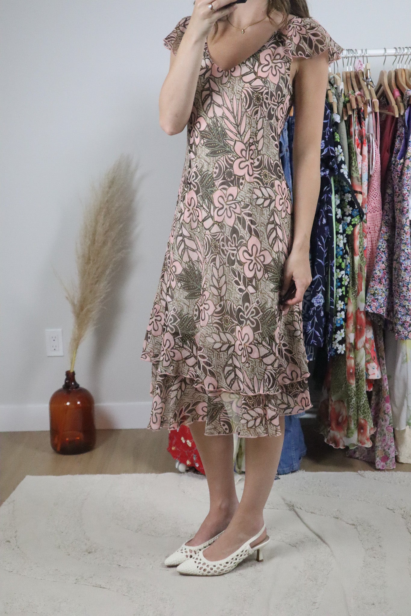 Vintage x Floral Shimmer Midi Dress (6)