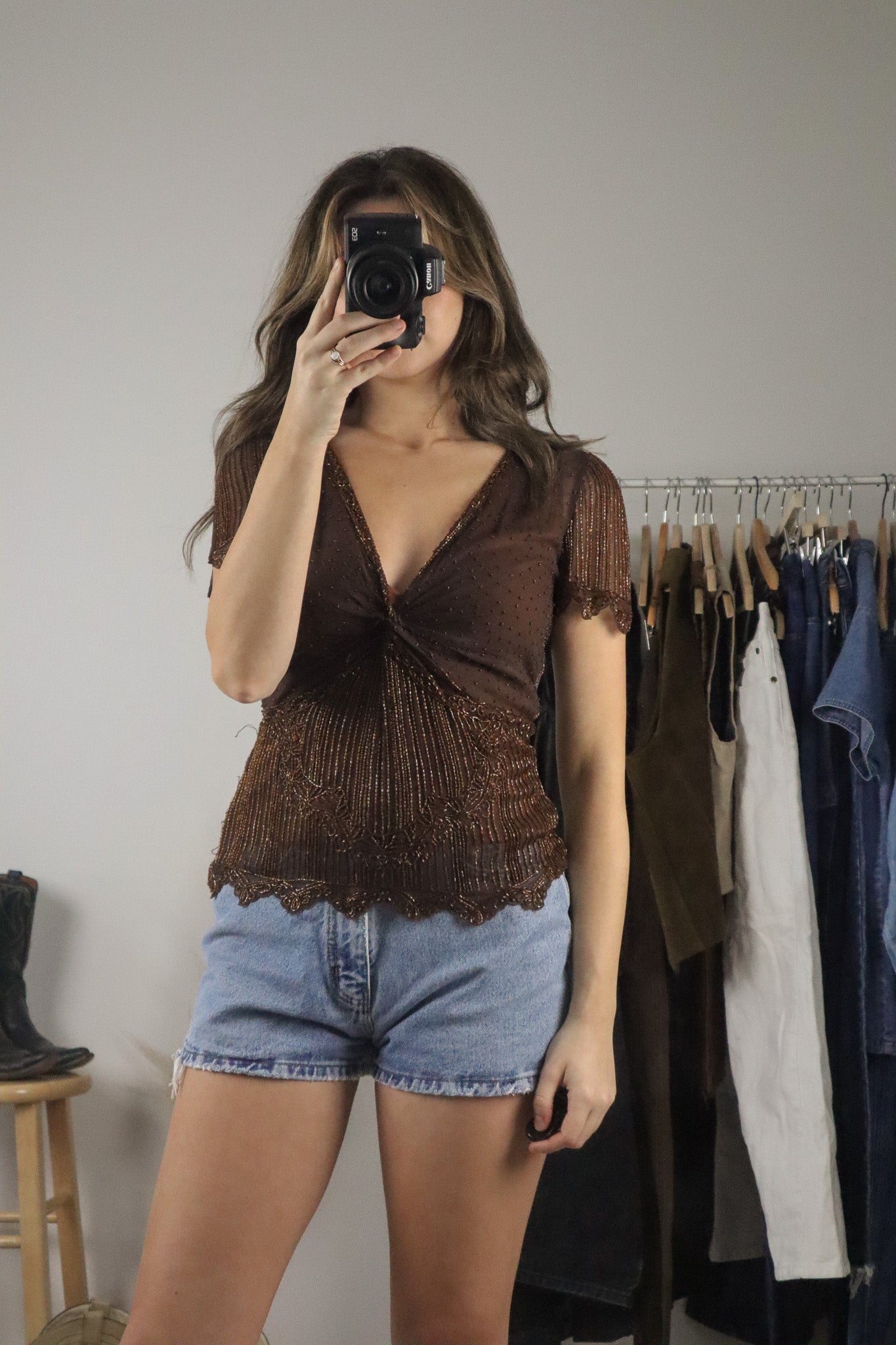 Vintage x Silk Beaded Top (S)