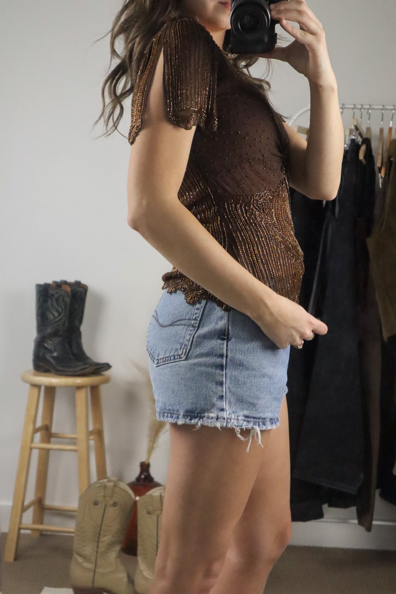 Vintage x Silk Beaded Top (S)