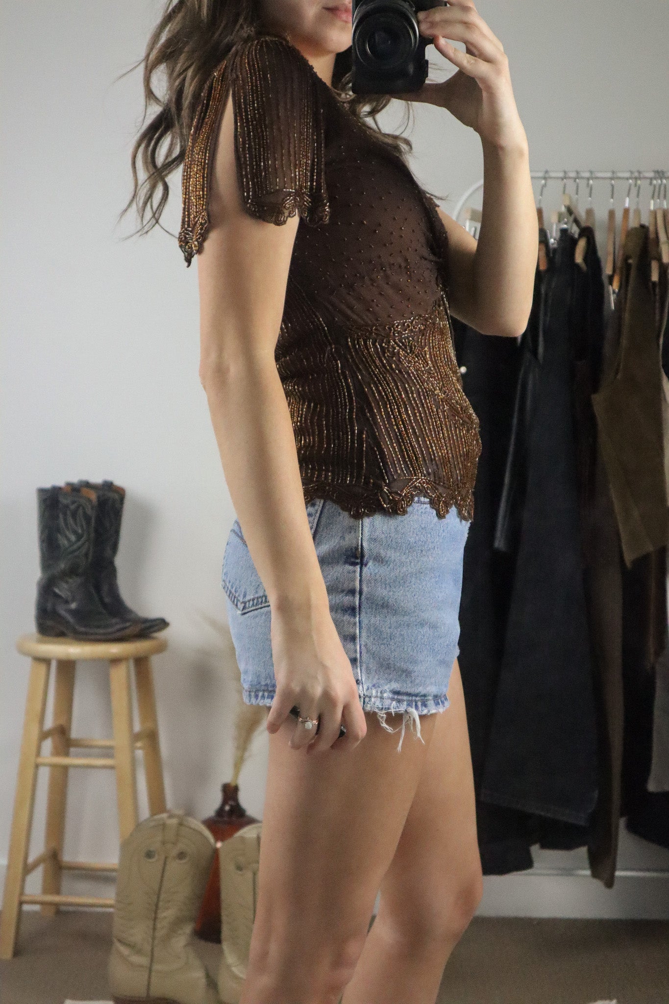 Vintage x Silk Beaded Top (S)