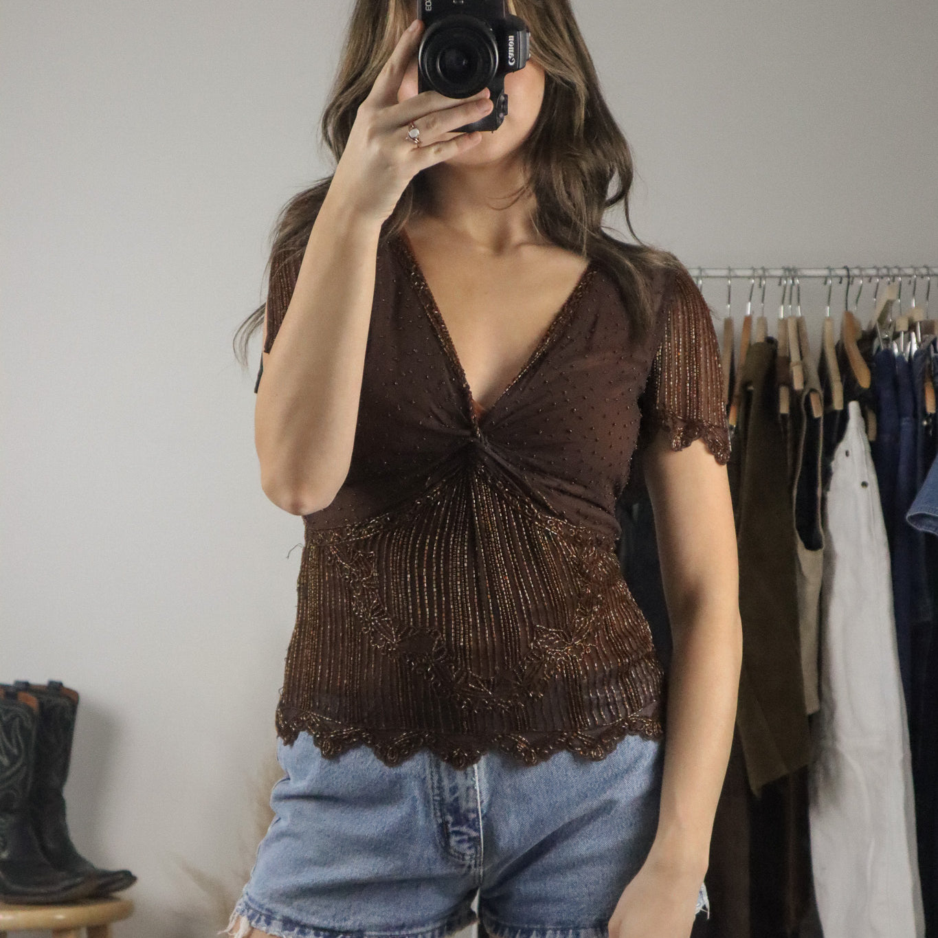 Vintage x Silk Beaded Top (S)