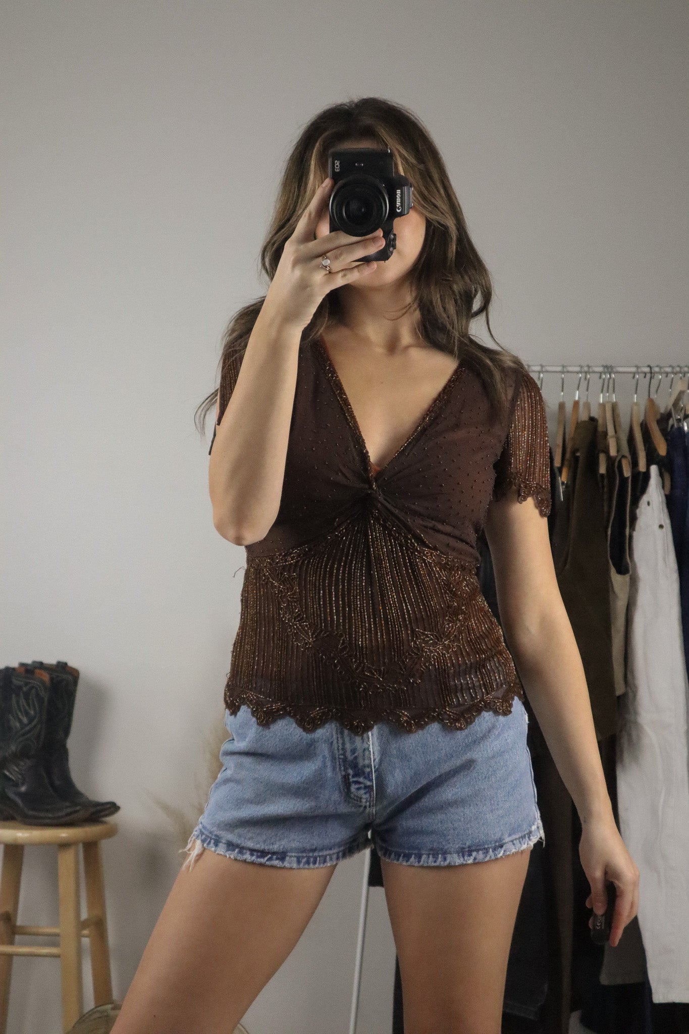 Vintage x Silk Beaded Top (S)