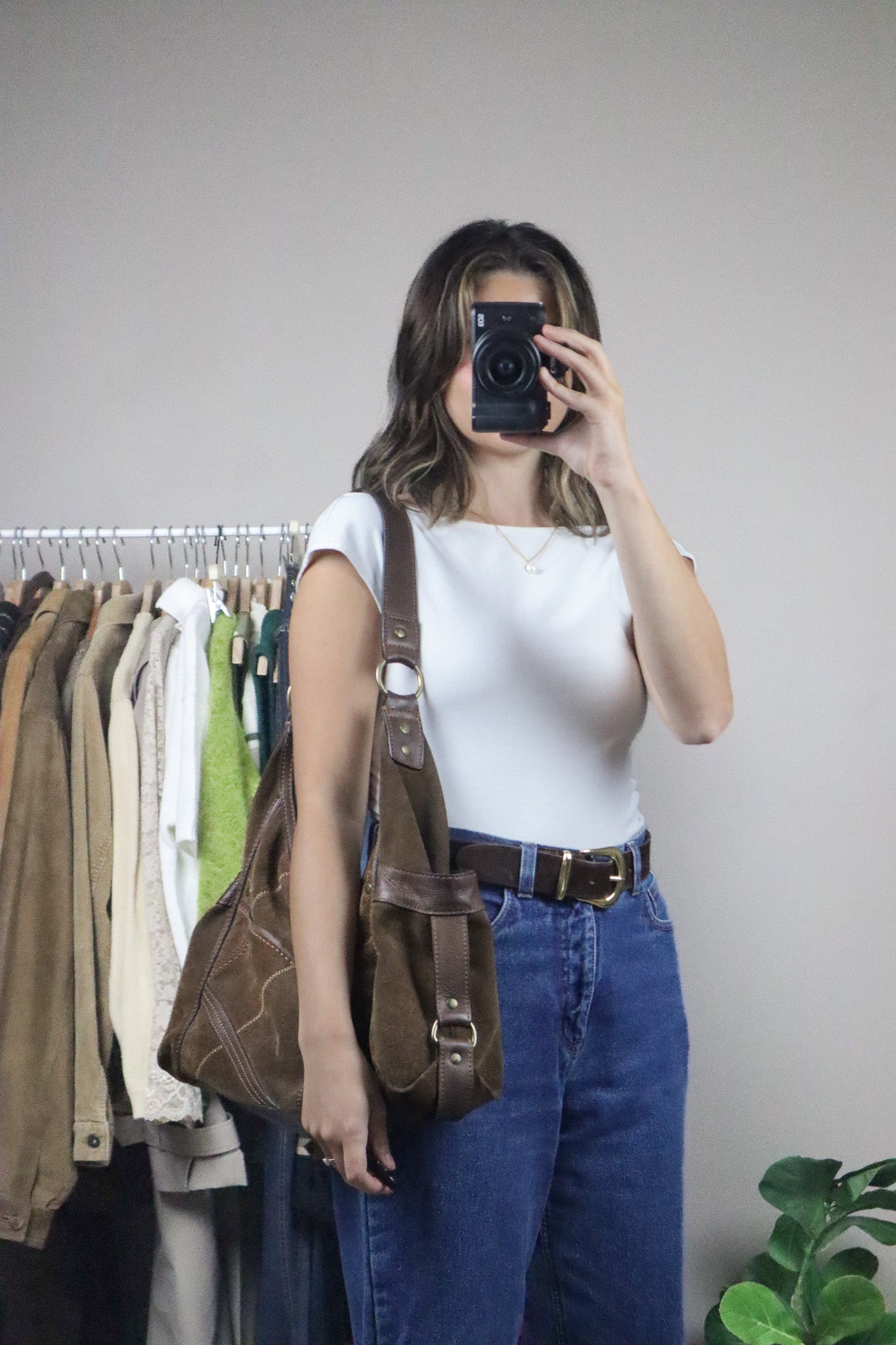 Vintage x Suede Patchwork Hobo Bag