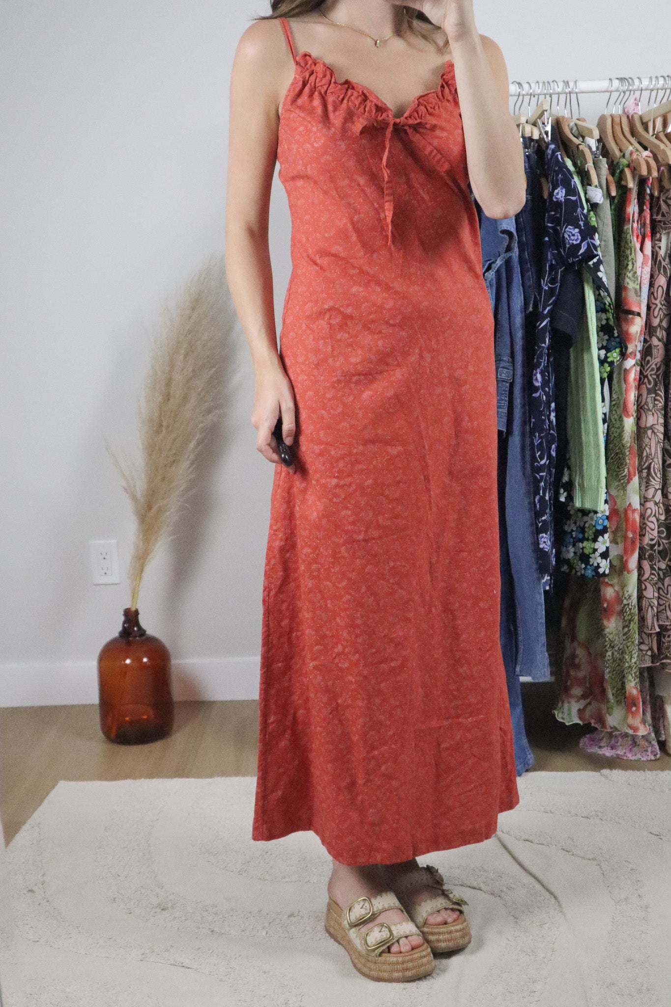 Made in Canada x Vintage x Cotton Floral Maxi Dress (S)
