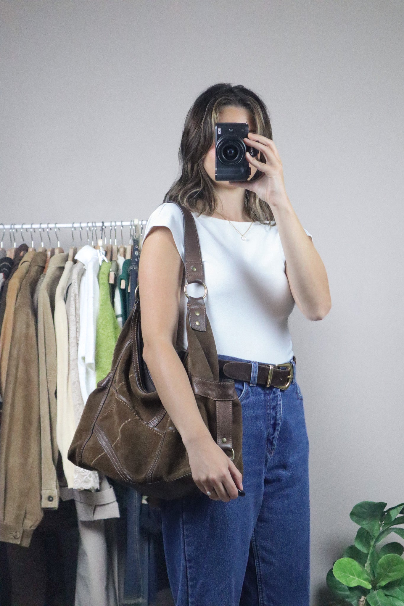Vintage x Suede Patchwork Hobo Bag