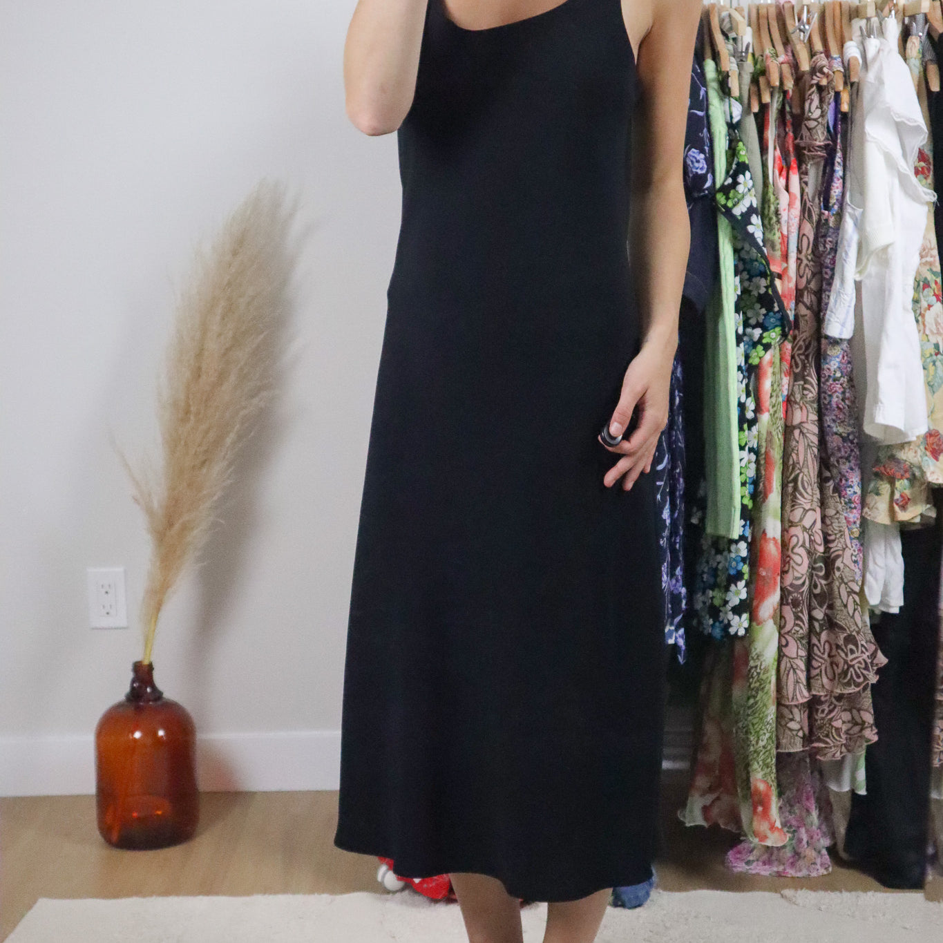 Made in Canada x Vintage x Button Strap Maxi Dress (M)