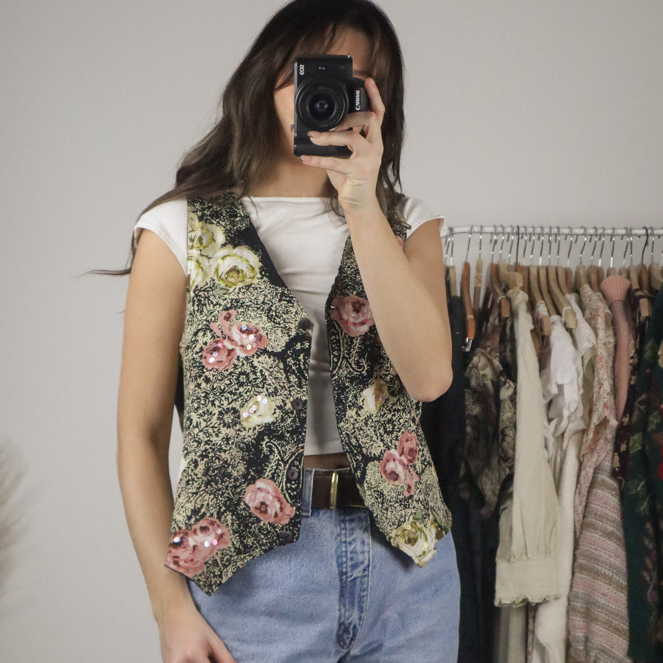 Vintage x Floral Sequenced Vest (M)