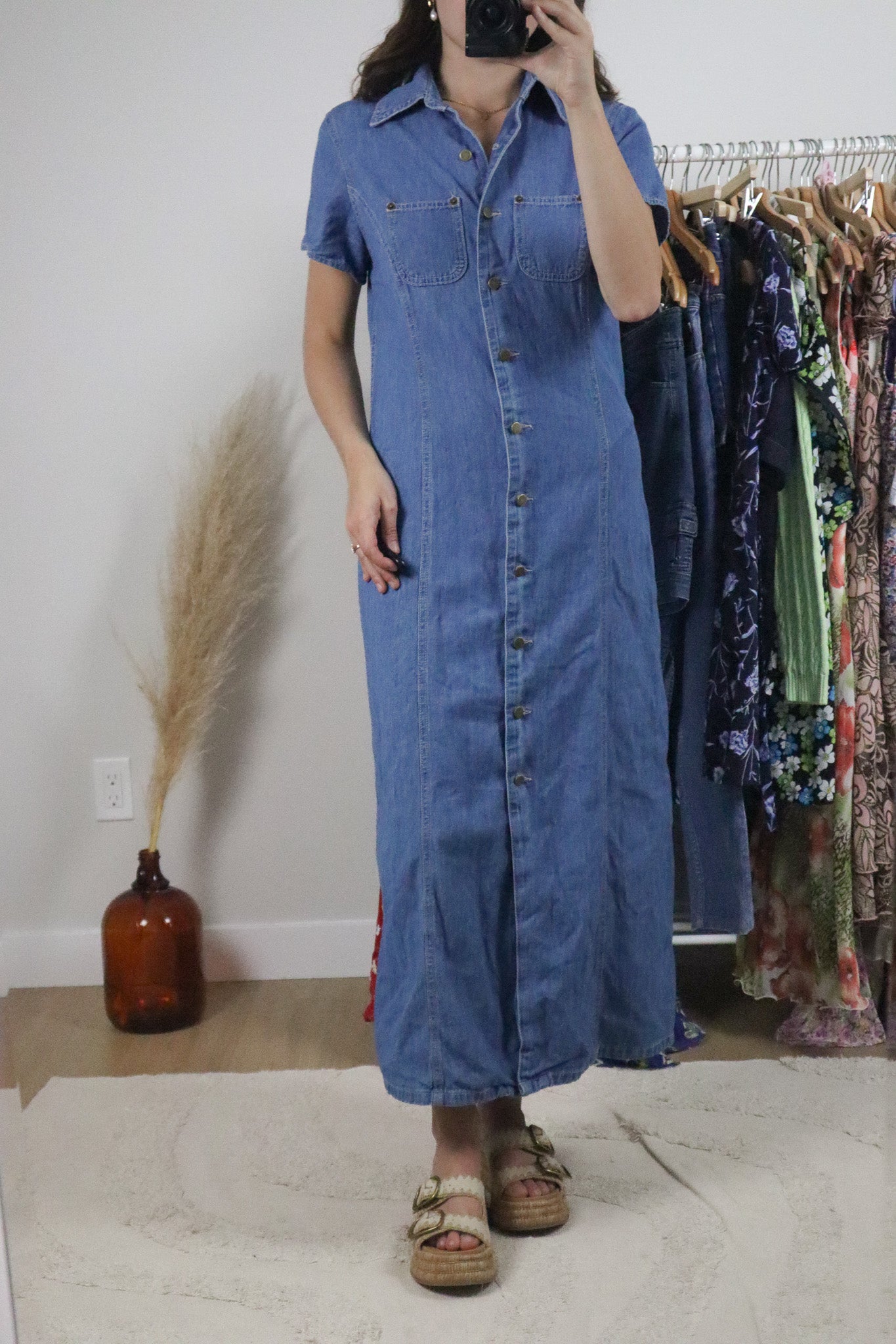 Vintage x Denim Maxi Dress (S)