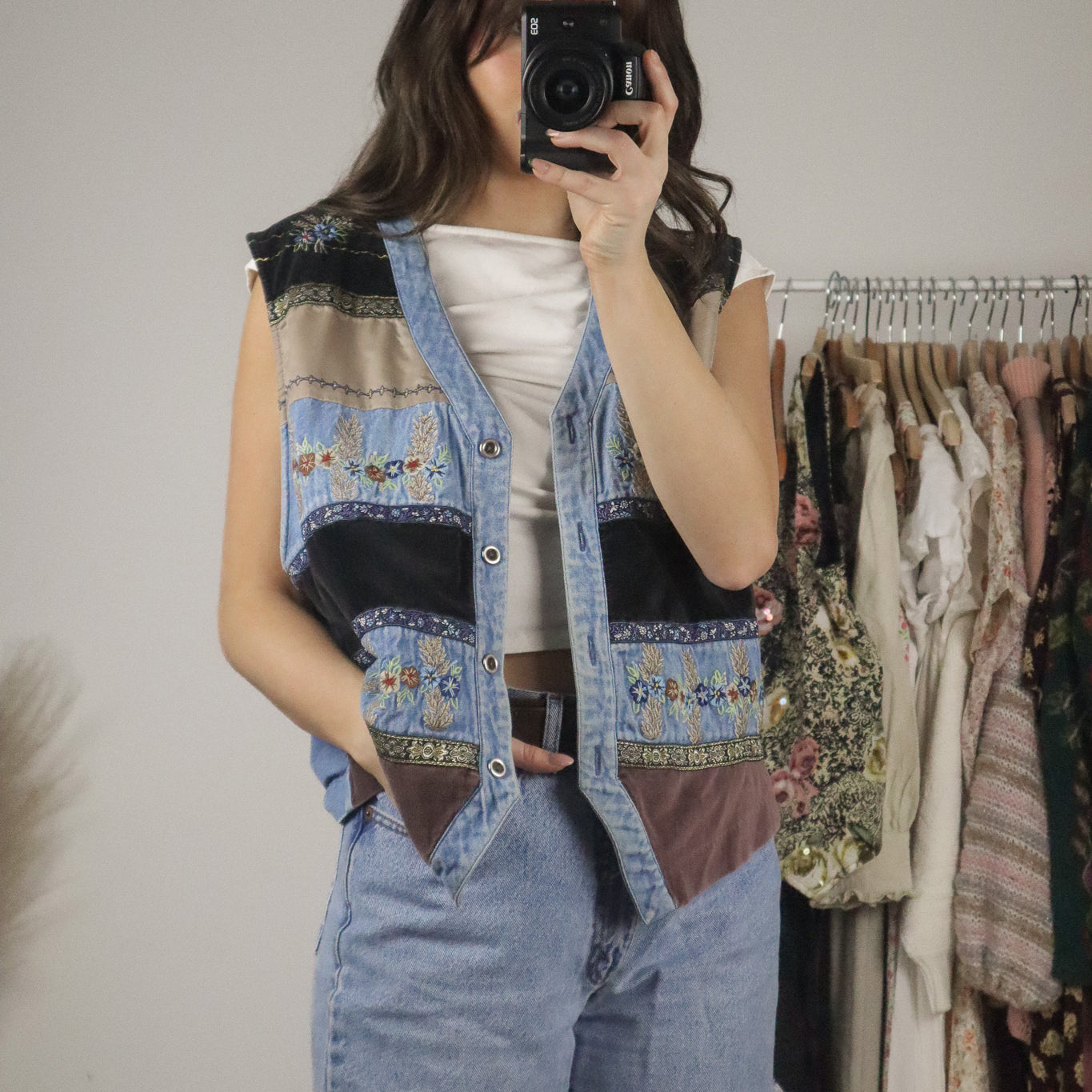Vintage x Embroidered Patchwork Vest (M/L)