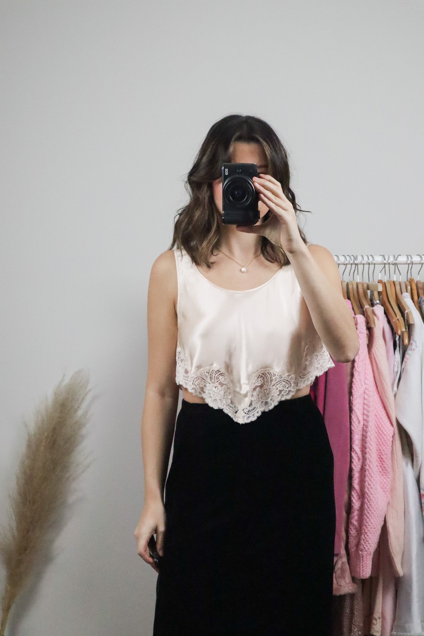 Made in Canada x Vintage x Silk Lace Crop Top (S)