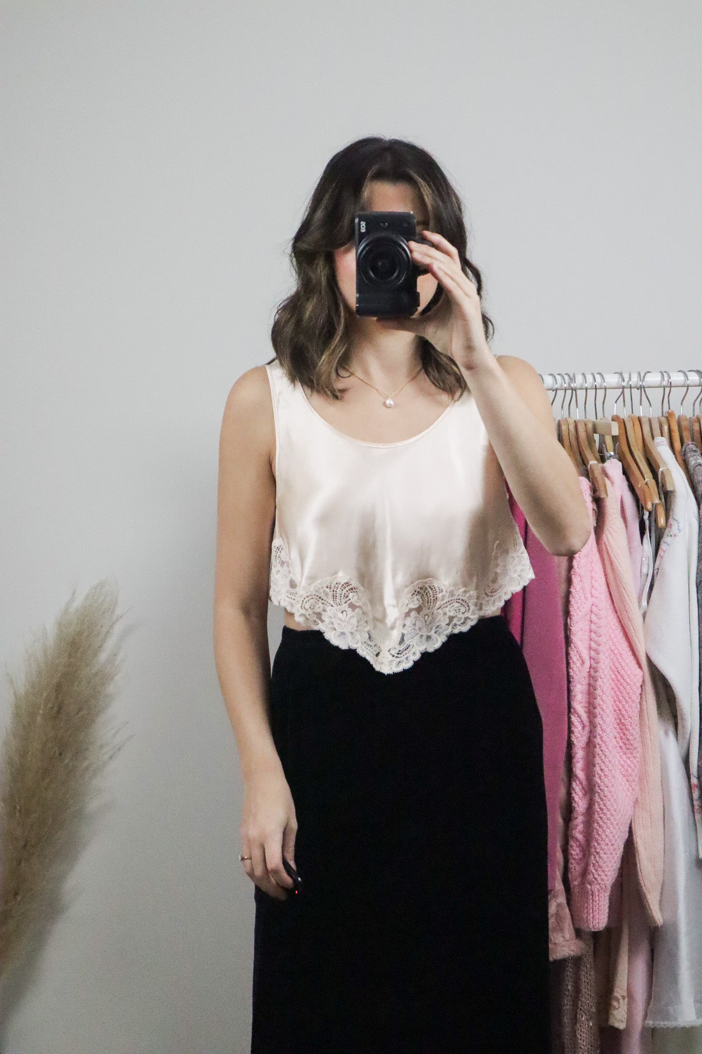 Made in Canada x Vintage x Silk Lace Crop Top (S)