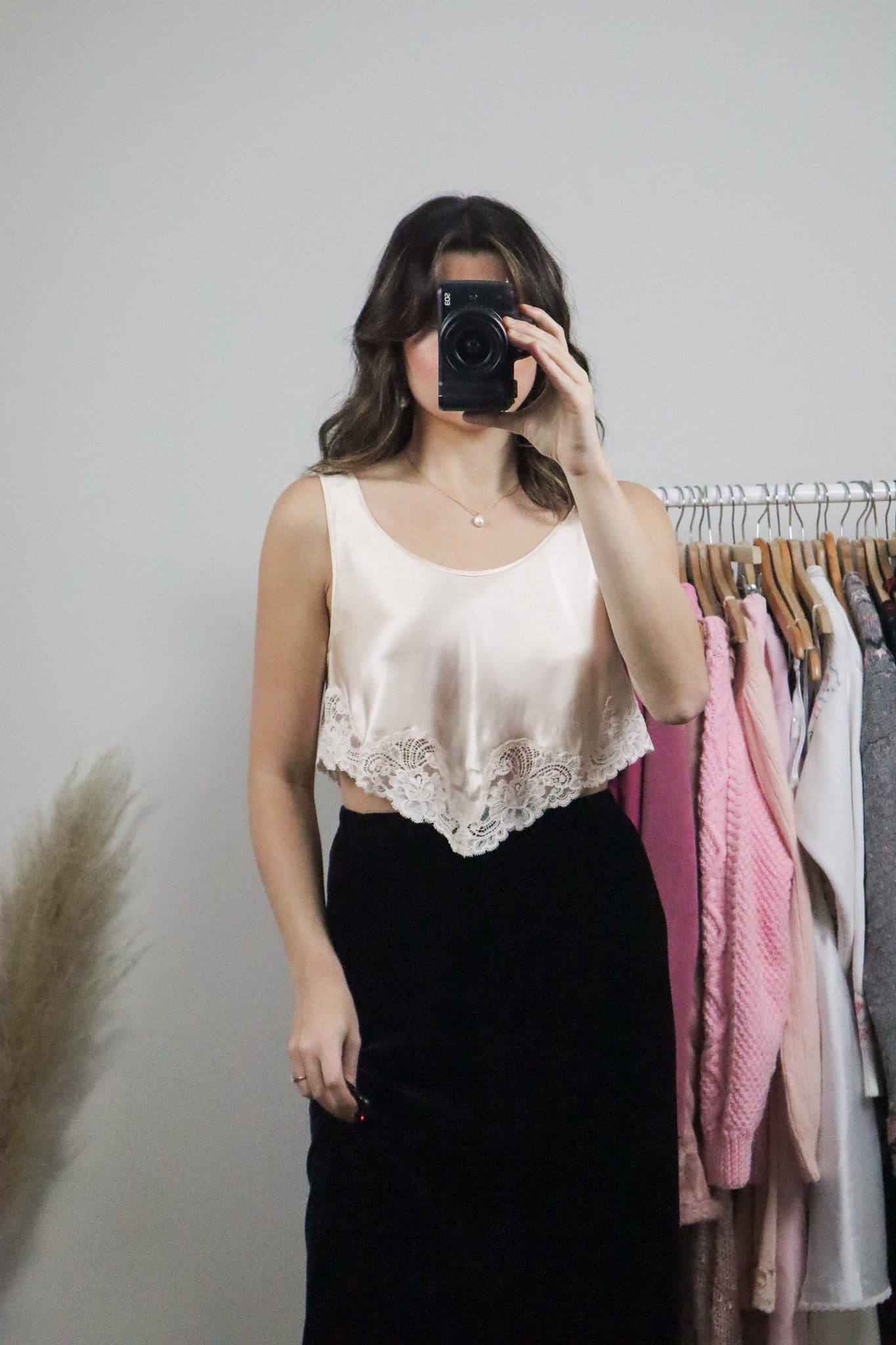 Made in Canada x Vintage x Silk Lace Crop Top (S)
